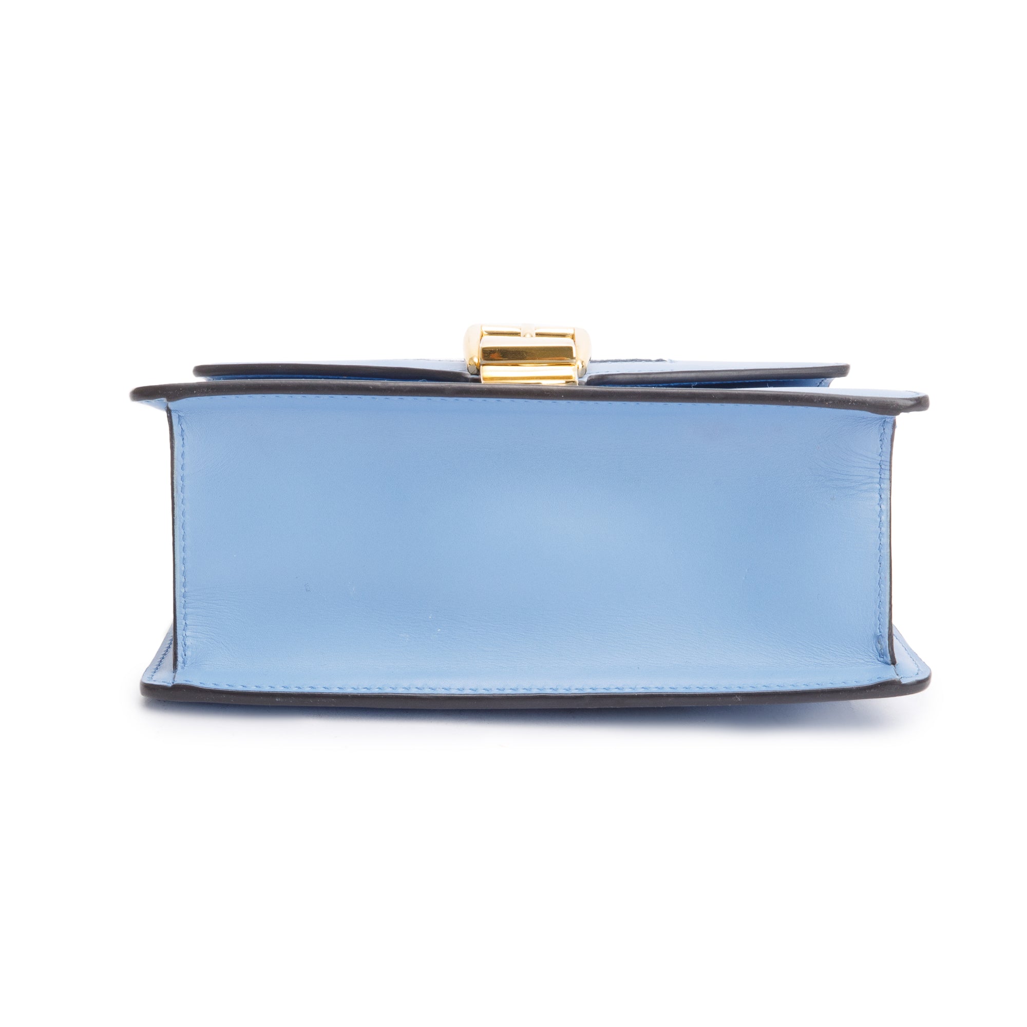 Gucci Blue Calfskin Leather Mini Sylvie Handle Bag w/ Straps