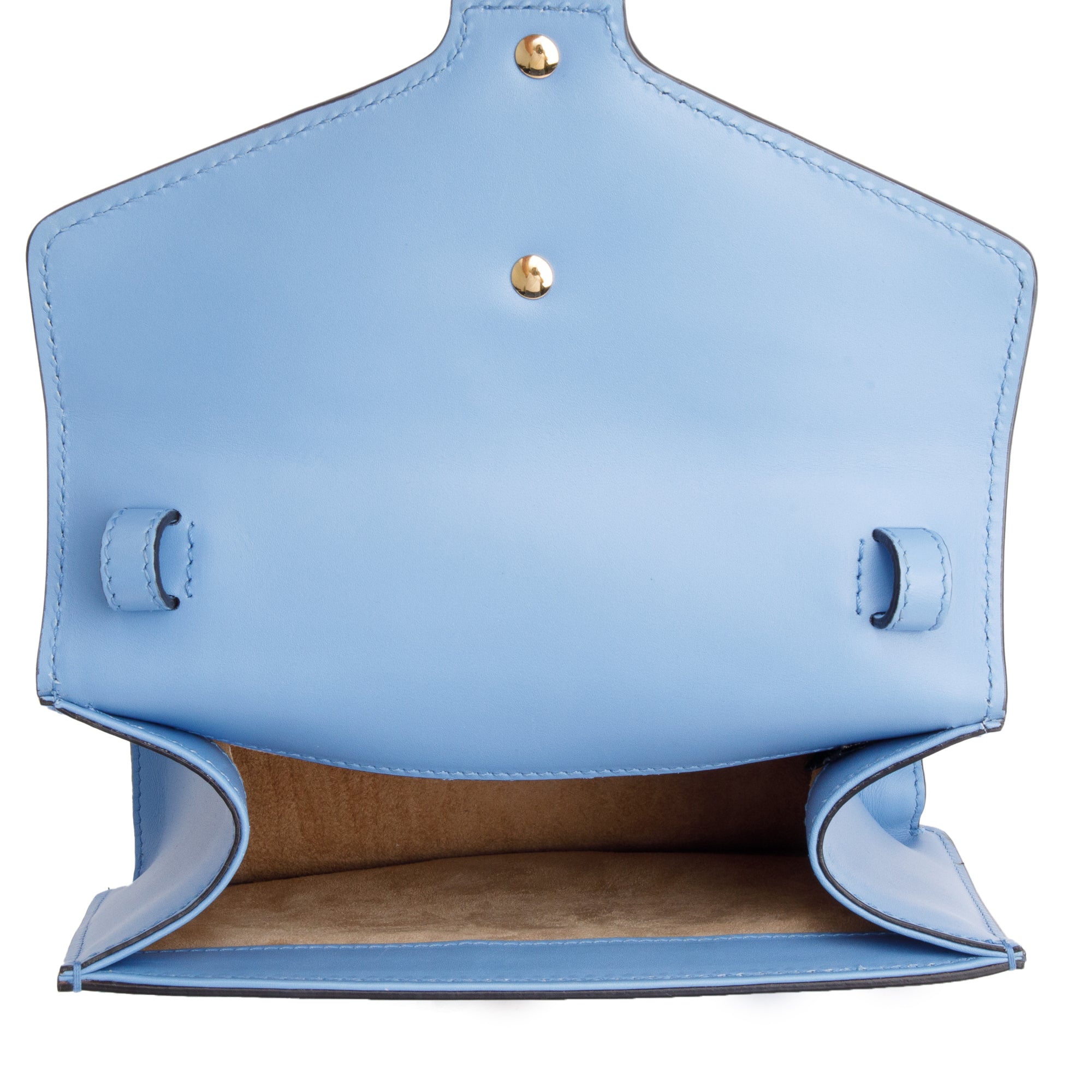 Gucci Blue Calfskin Leather Mini Sylvie Handle Bag w/ Straps