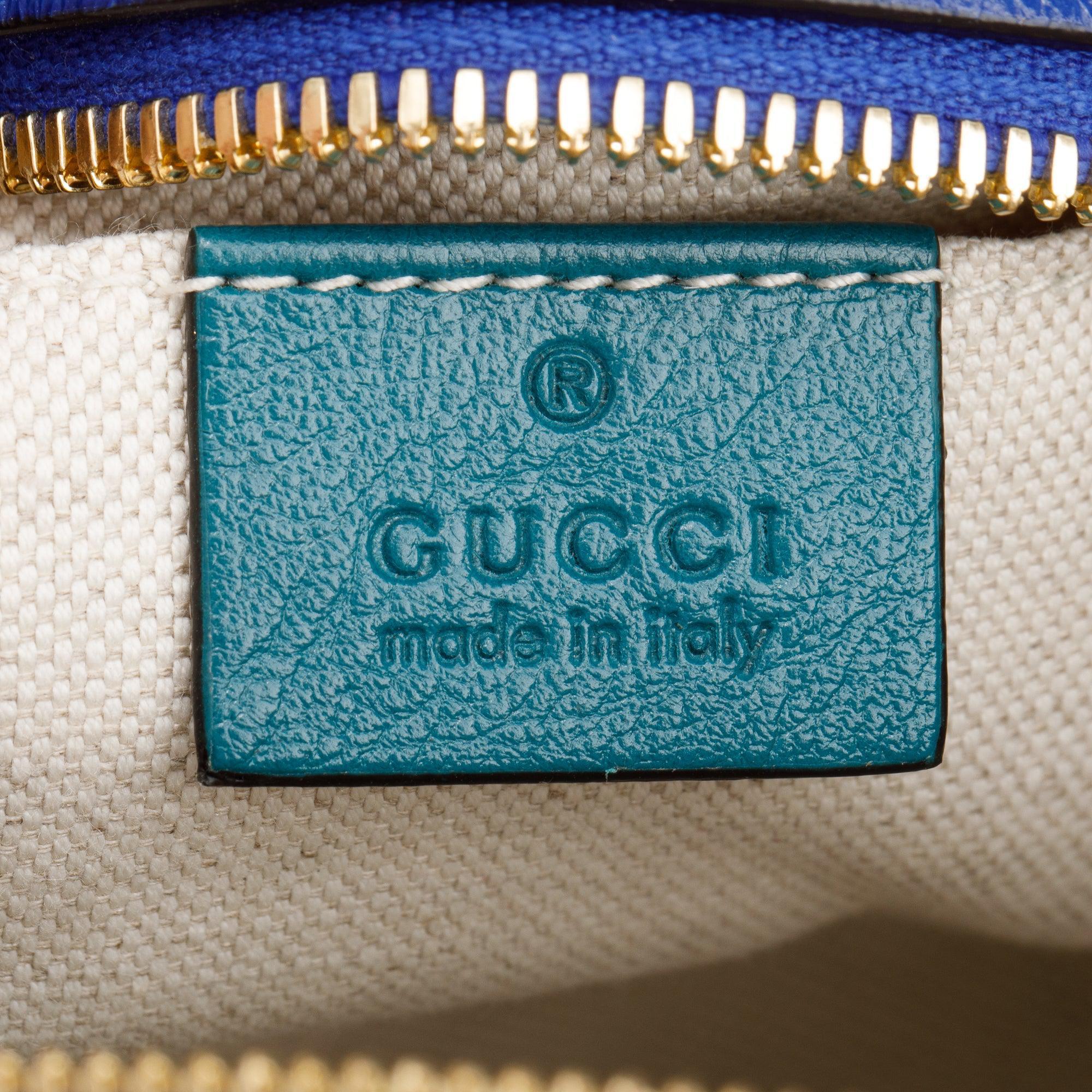 Gucci Blue Diagonal Torchon GG Marmont Small Chain Shoulder Bag