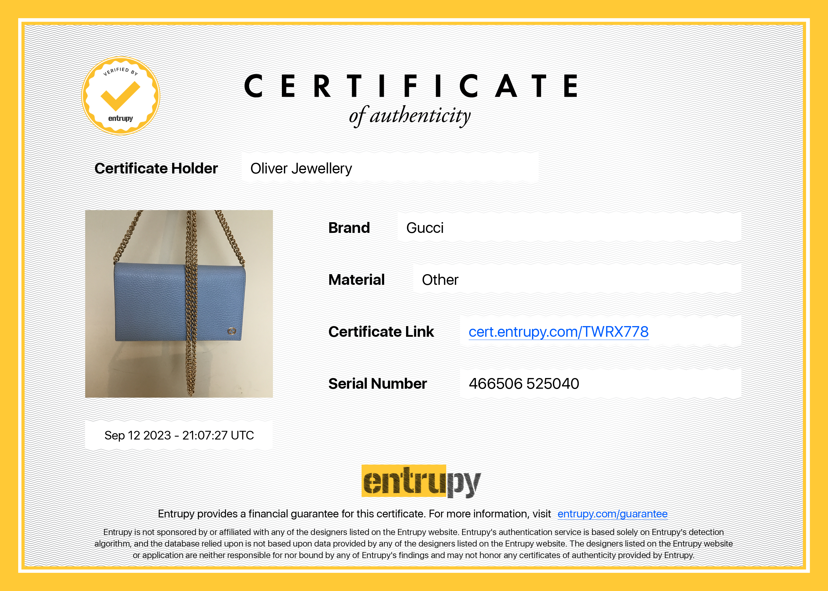 Gucci Blue Dollar Calfskin Leather Medium Betty Chain Wallet w/ Box