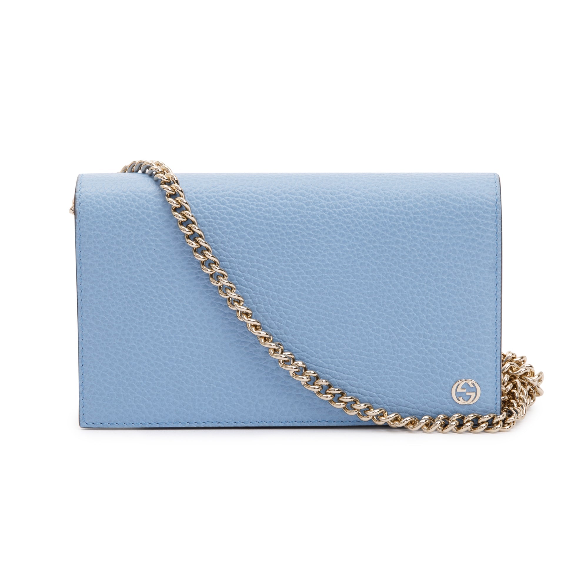 Gucci Blue Dollar Calfskin Leather Medium Betty Chain Wallet w/ Box