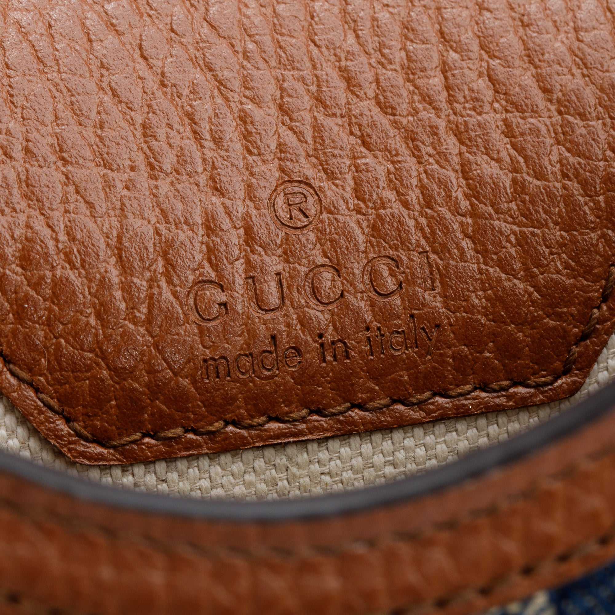 Gucci Blue GG Denim Brown Leather Trim Mini Horsebit 1955 Crossbody Bag w/ Box