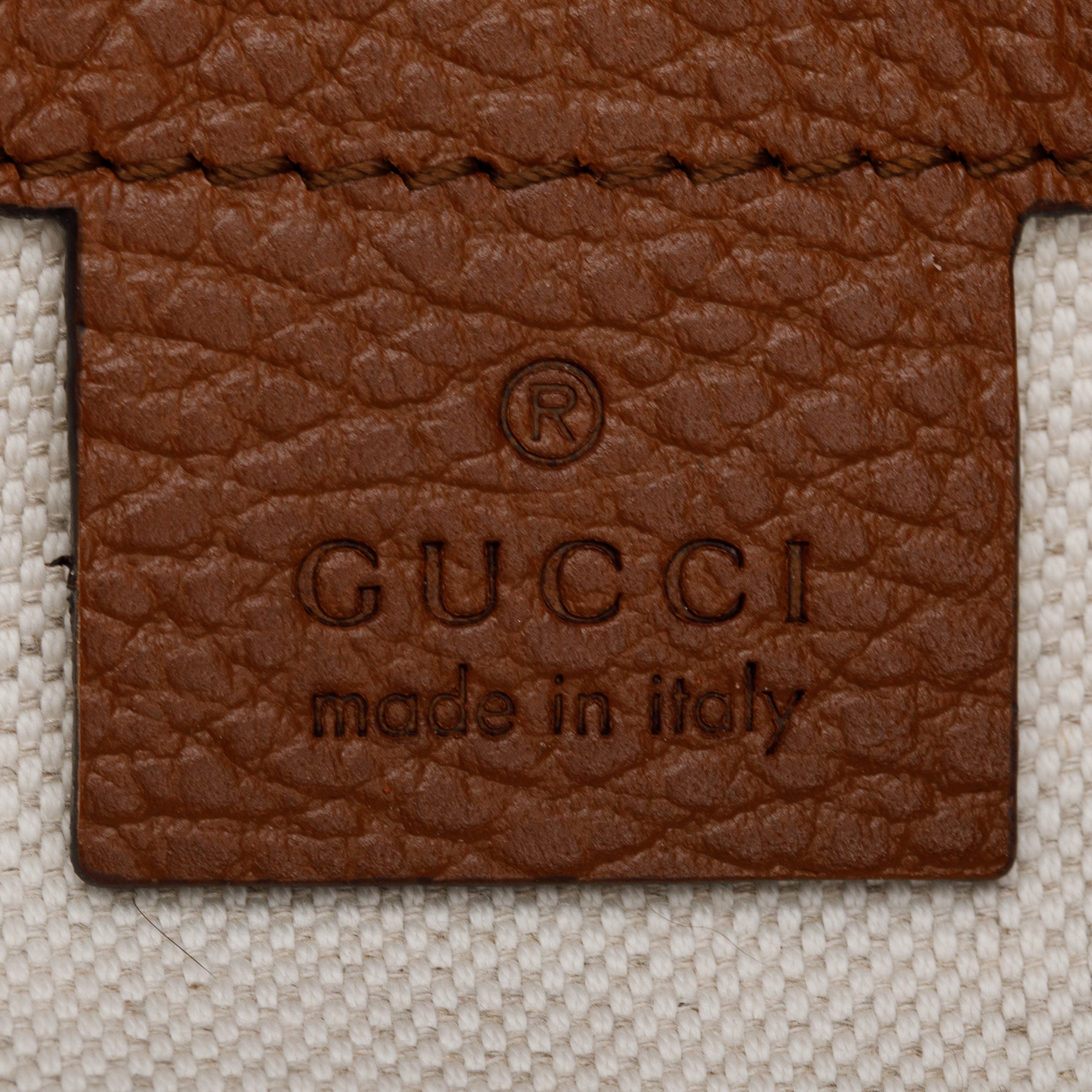 Gucci Blue GG Denim Brown Leather Trim Ophidia GG Medium Tote