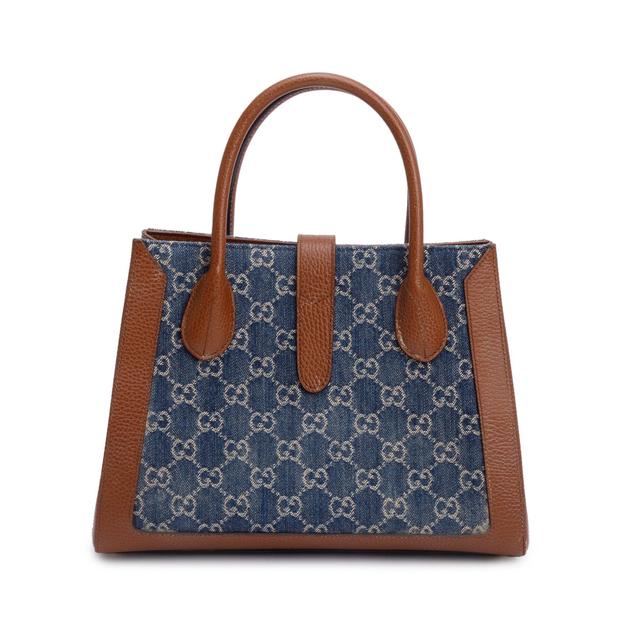 Gucci Blue GG Denim Medium Jackie 1961 Top Handle Tote Bag w/ Strap