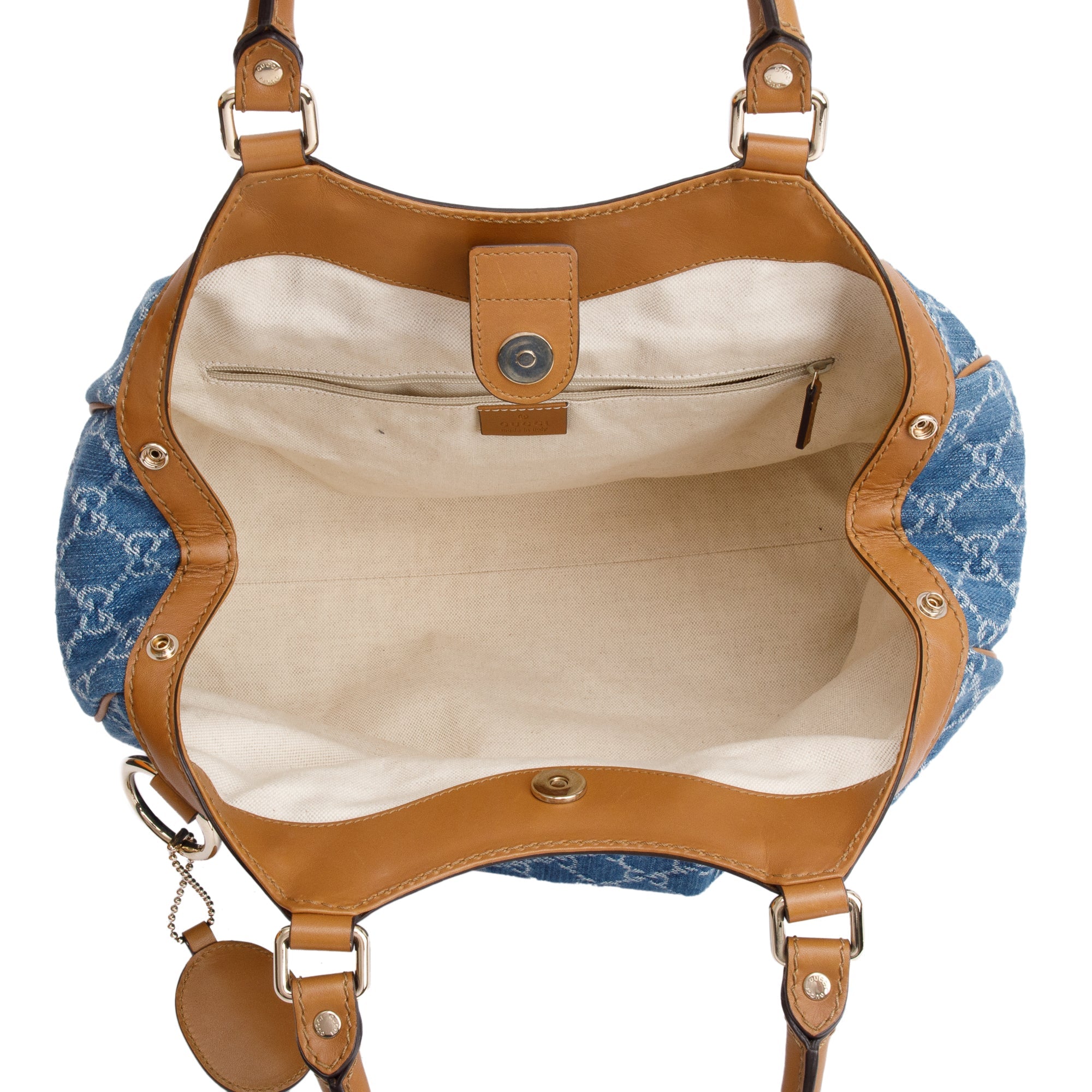 Gucci Blue GG Denim Medium Sukey Tote w/ Box