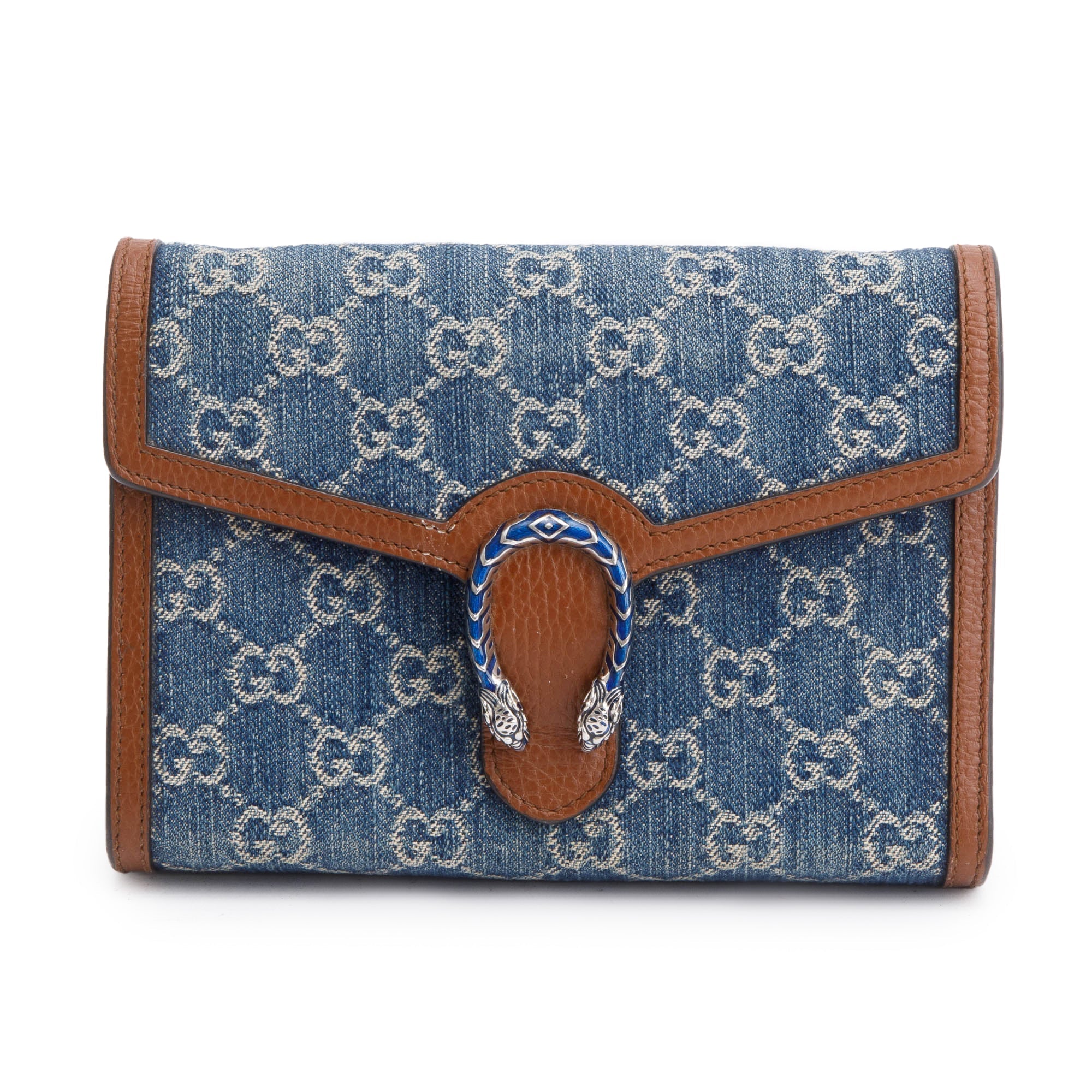 Gucci Blue GG Denim Mini Dionysus Wallet on Chain w/ Box