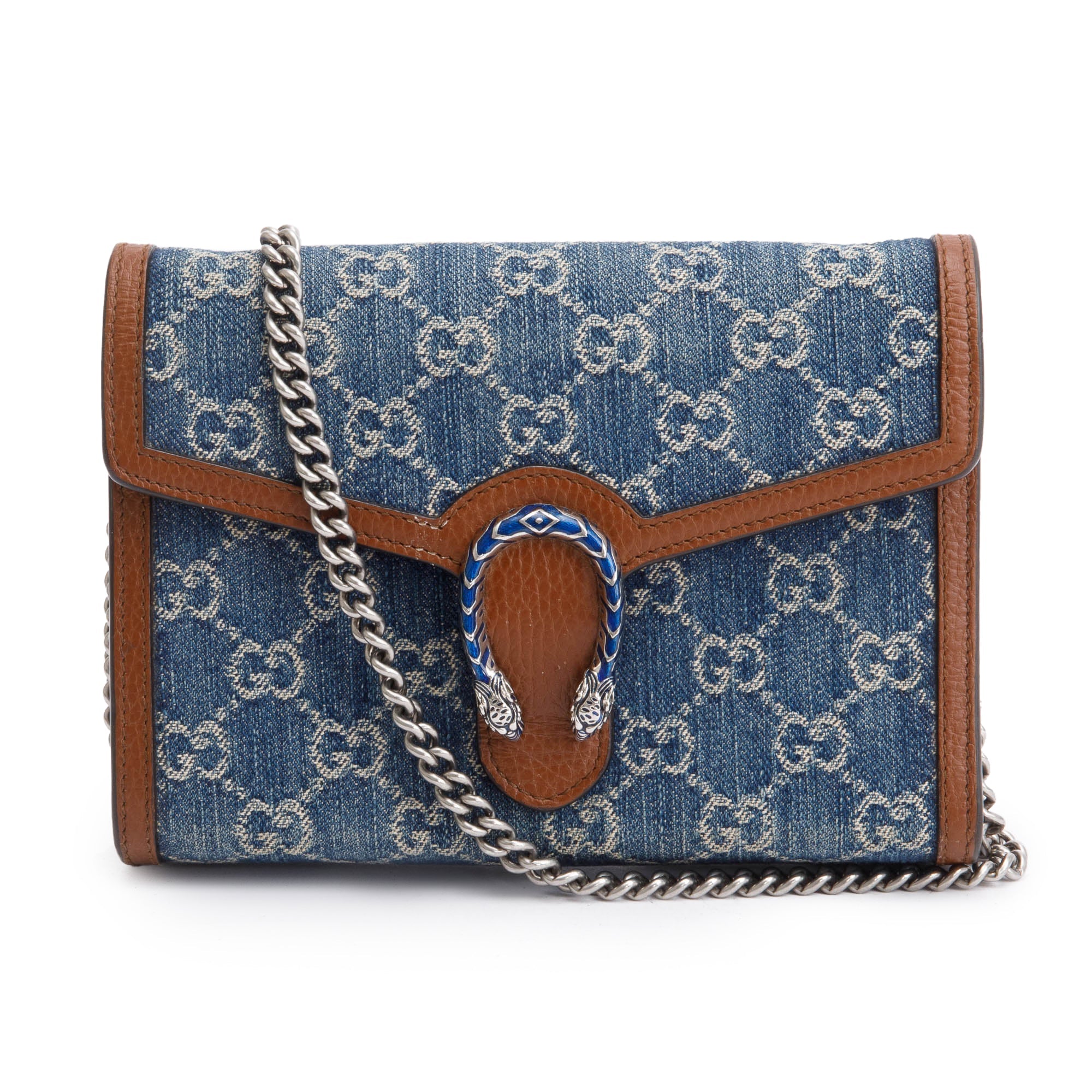 Gucci Blue GG Denim Mini Dionysus Wallet on Chain w/ Box