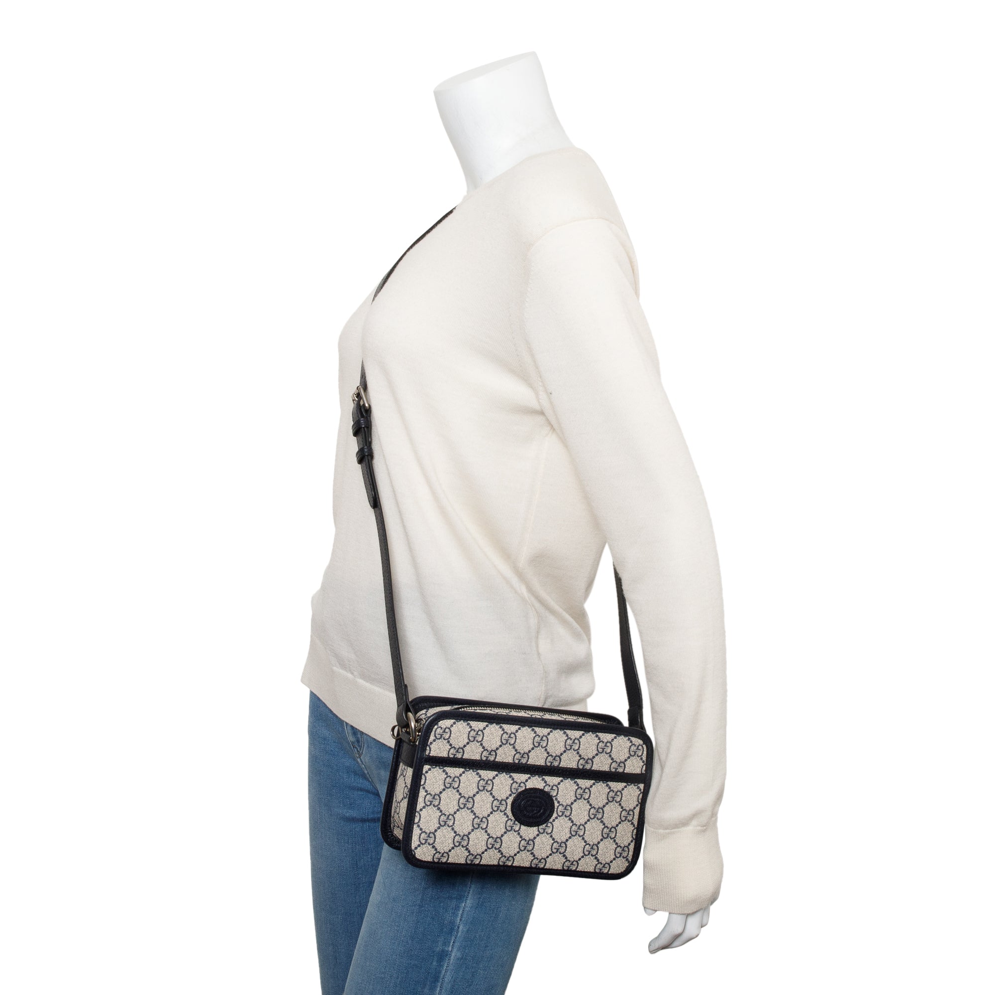 Gucci Blue GG Supreme Mini Bag with Interlocking G w/ Box