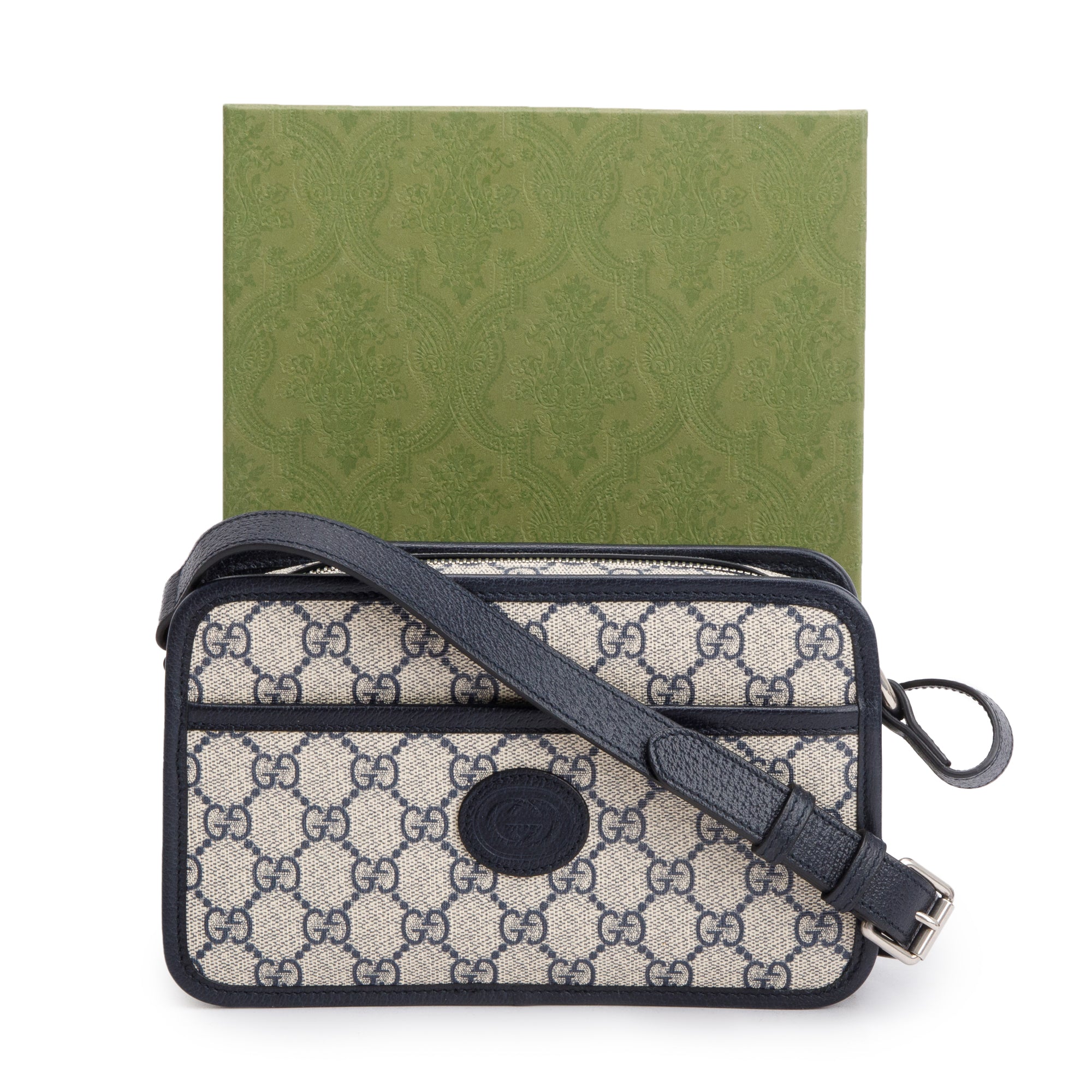 Gucci Blue GG Supreme Mini Bag with Interlocking G w/ Box