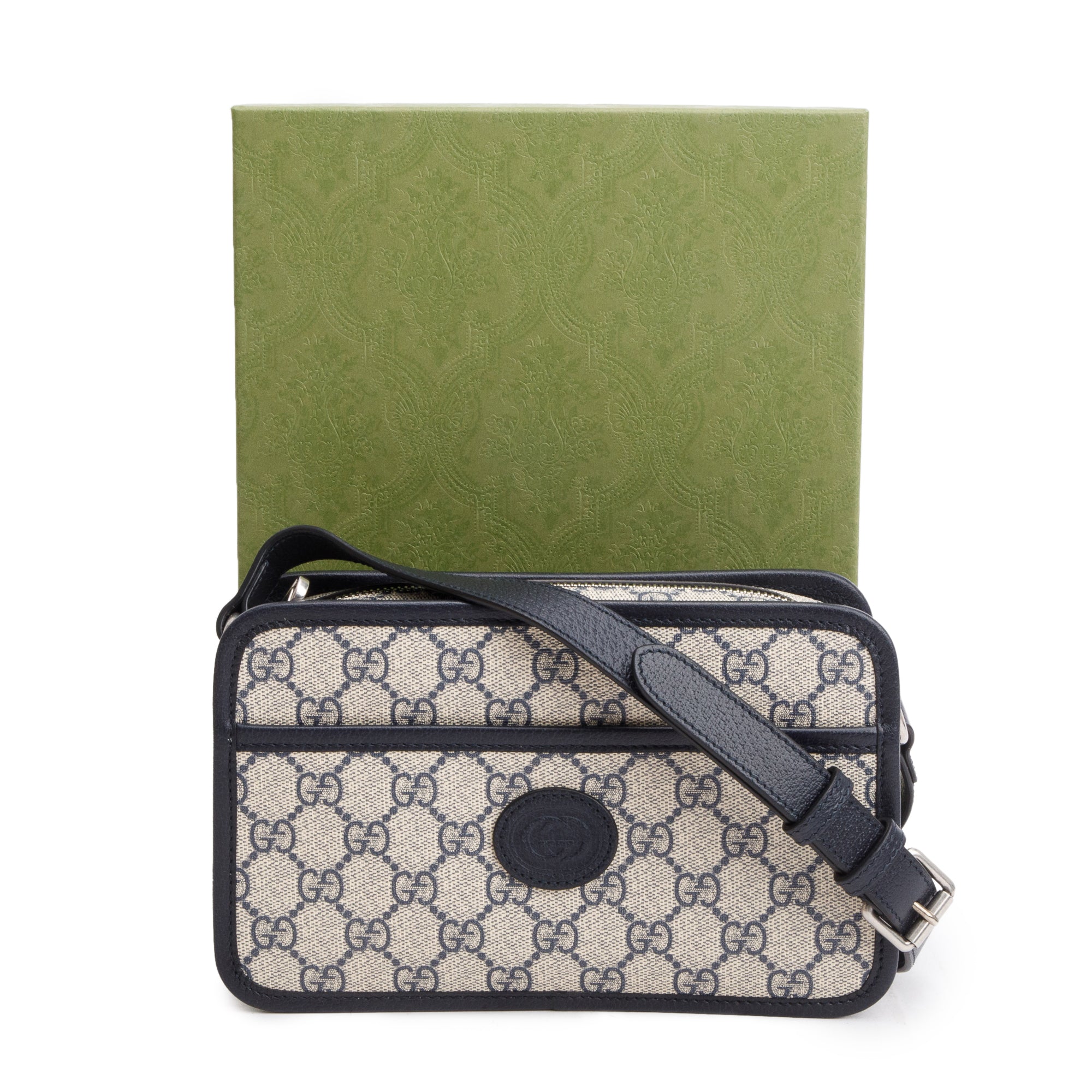 Gucci Blue GG Supreme Mini Bag with Interlocking G w/ Box