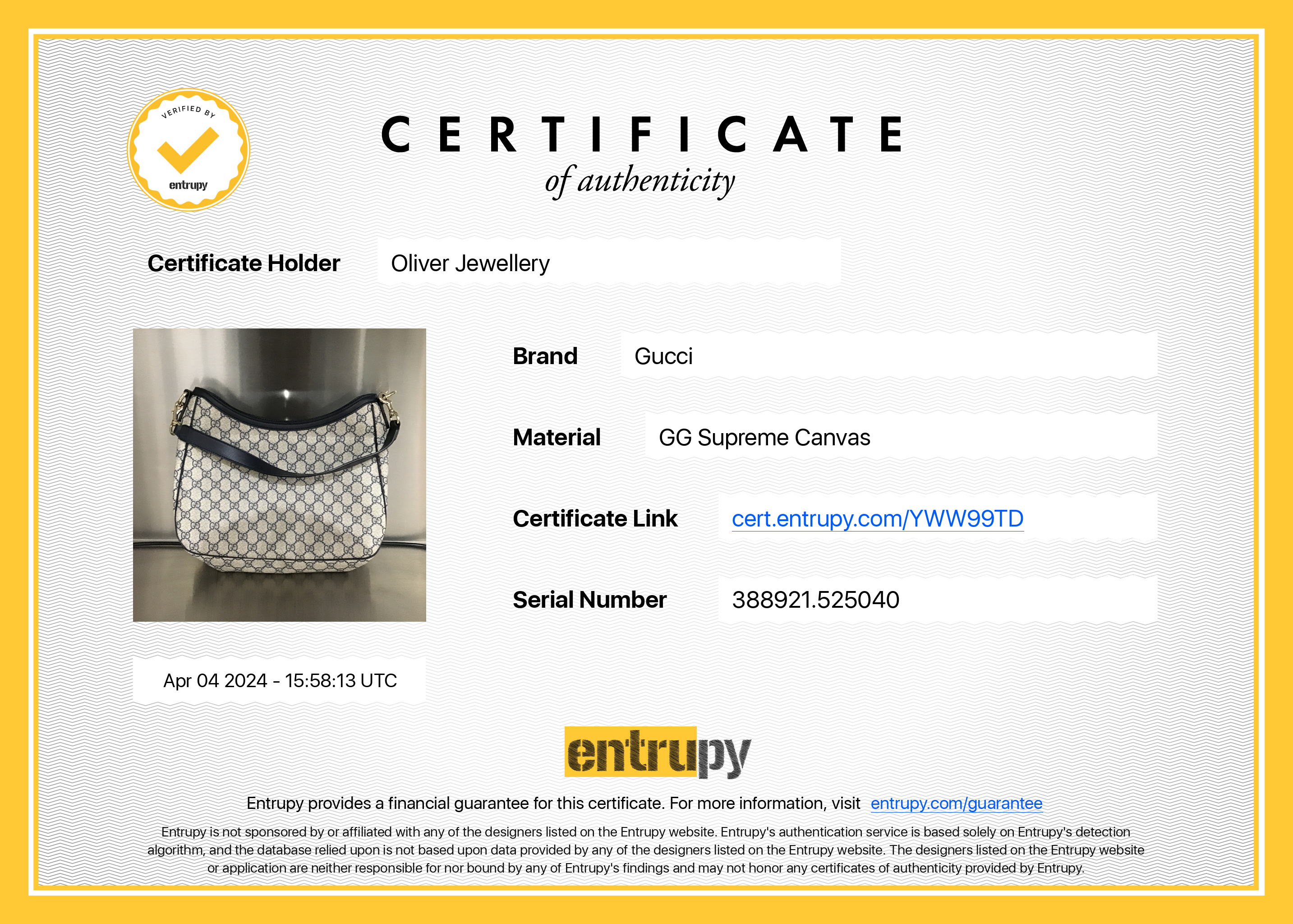 Gucci Blue GG Supreme Web Sherry Shoulder Bag