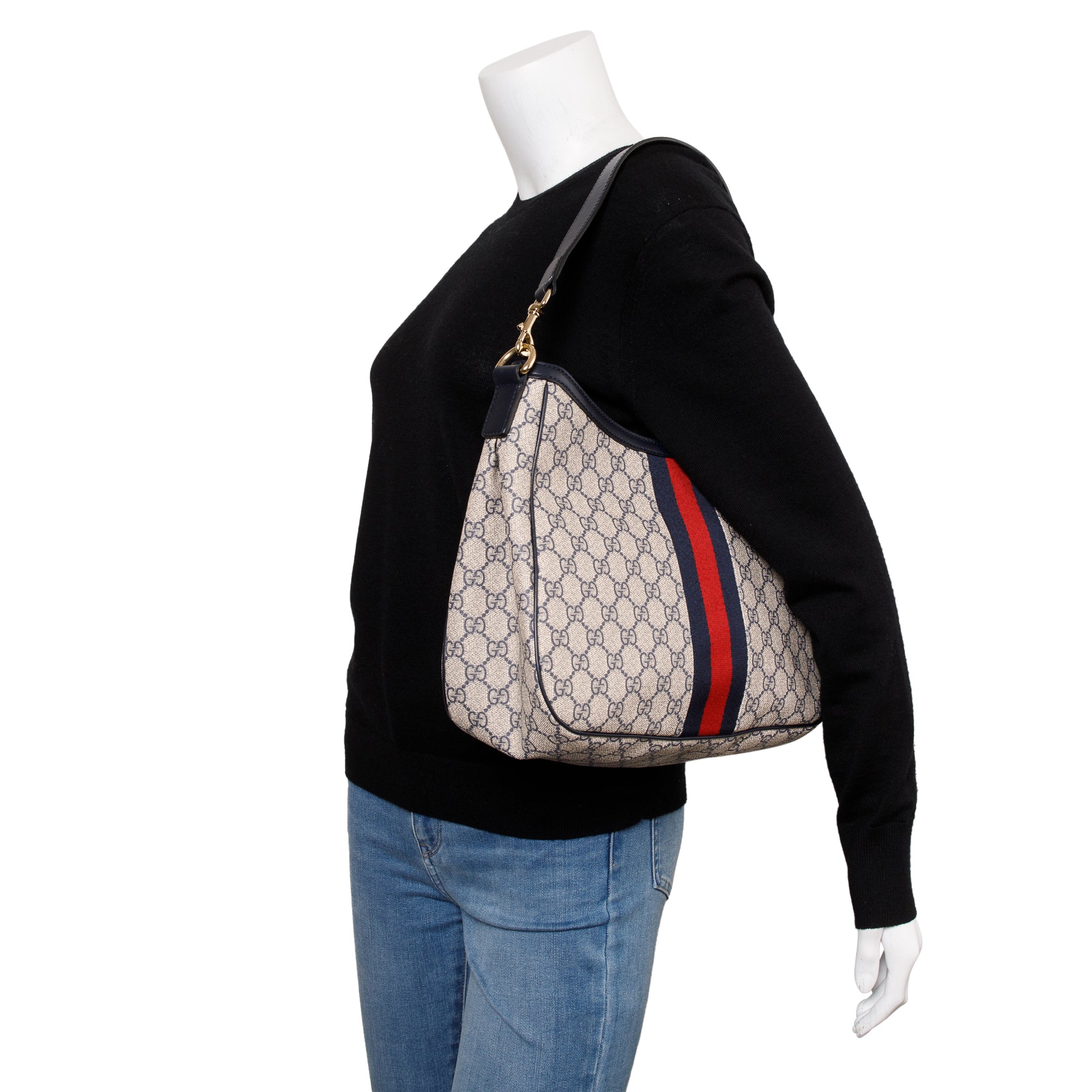 Gucci Blue GG Supreme Web Sherry Shoulder Bag