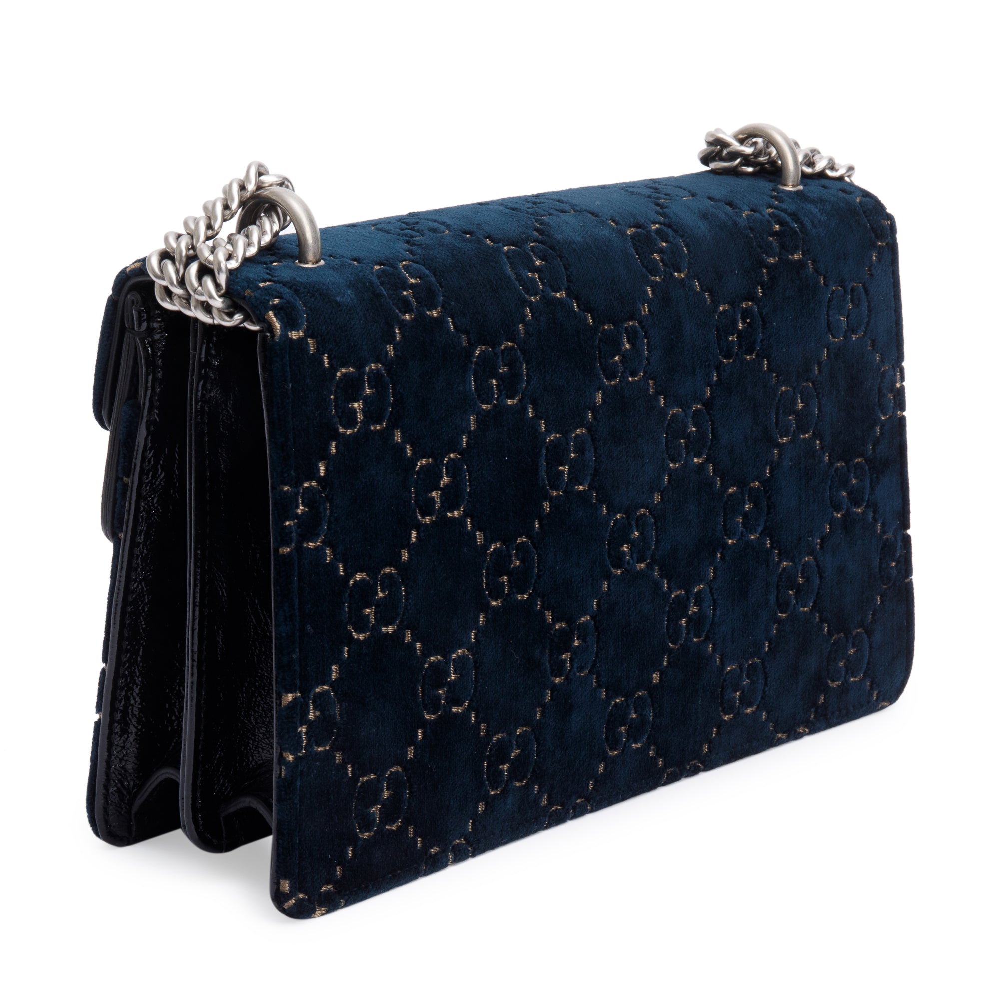 Gucci Blue GG Velvet Small Dionysus Shoulder Bag