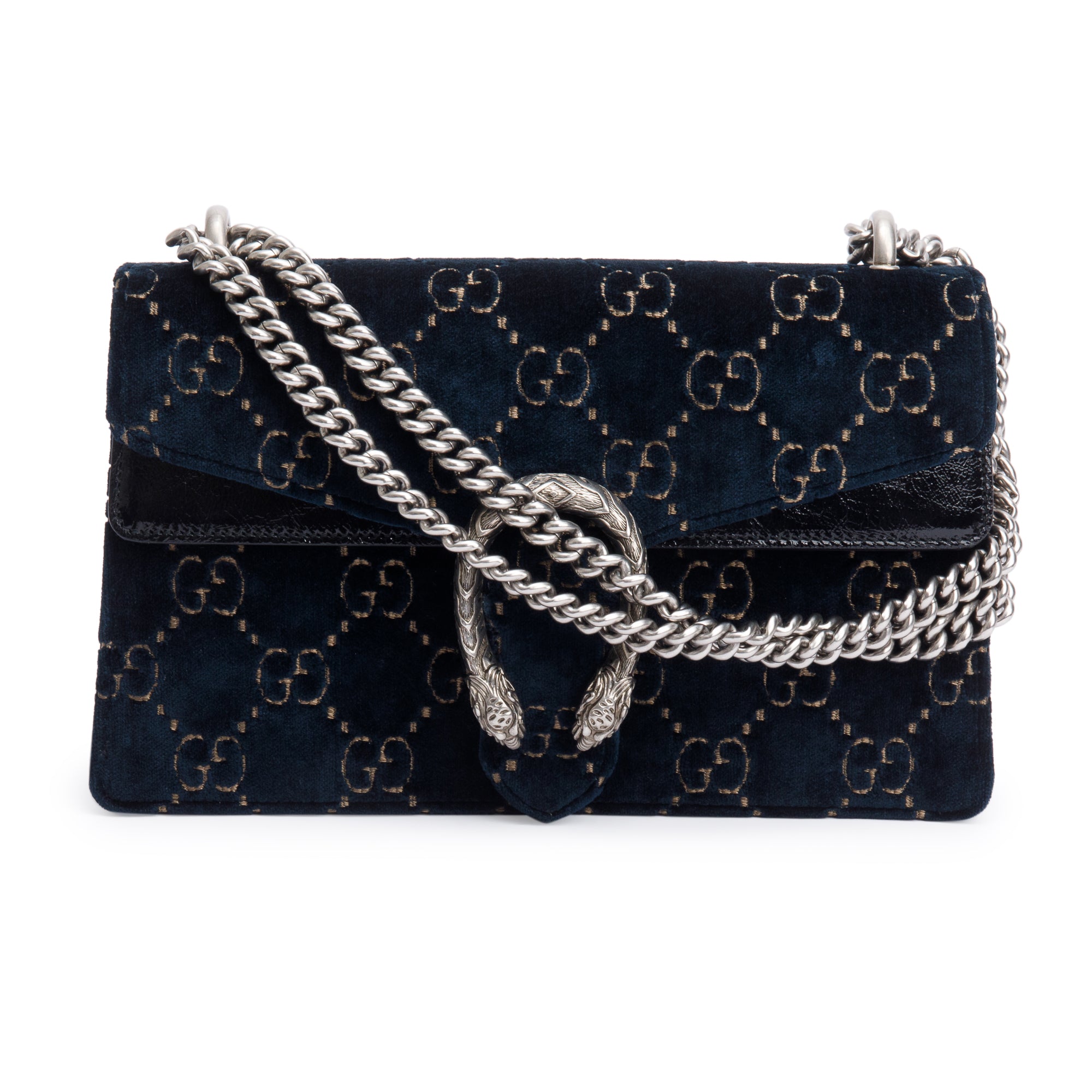 Gucci Blue GG Velvet Small Dionysus Shoulder Bag