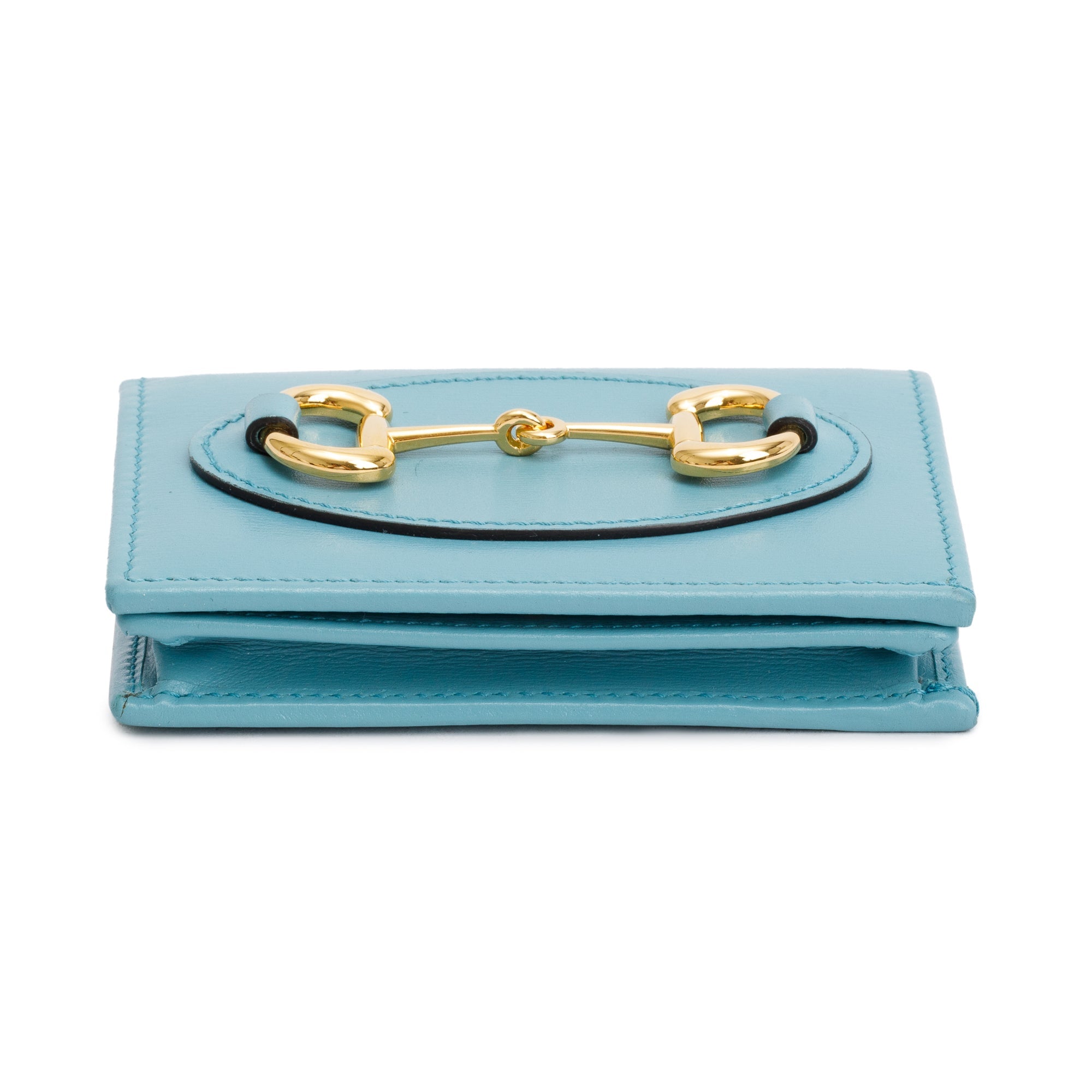 Gucci Blue Leather 1955 Horsebit Card Case Wallet