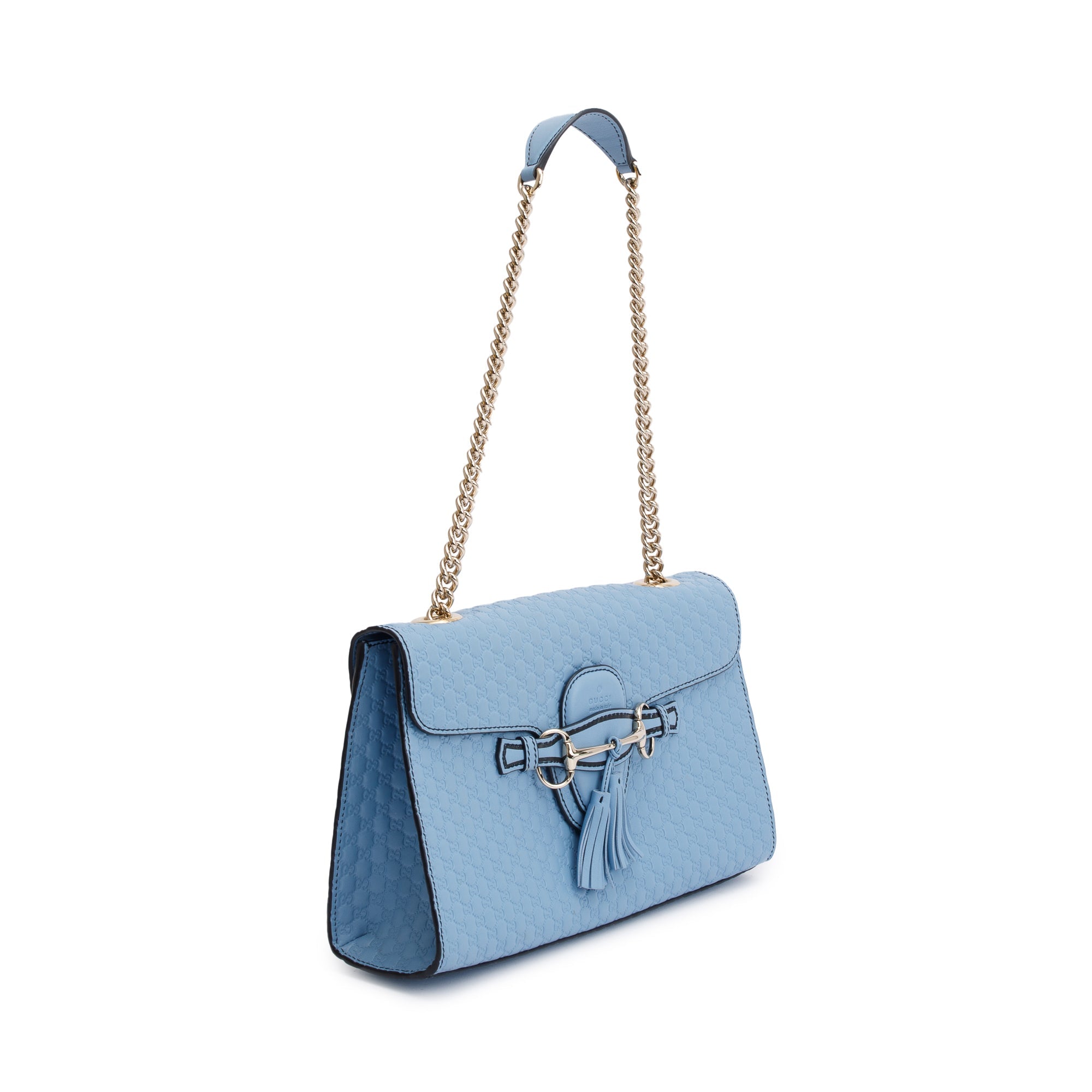 Gucci Blue Medium Microguccissima Emily Chain Shoulder Bag
