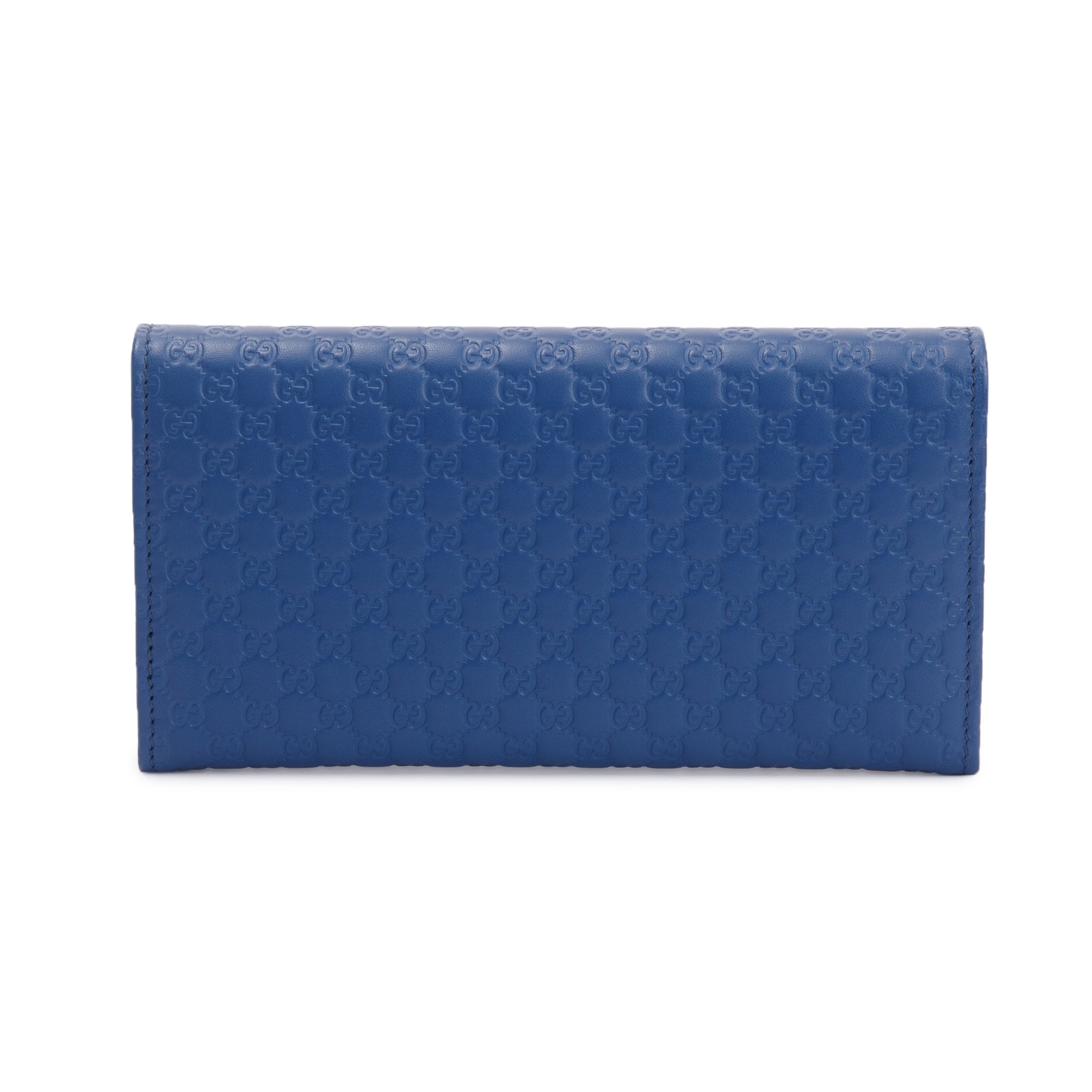 Gucci Blue Microguccissima Leather Continental Flap Wallet w/ Box