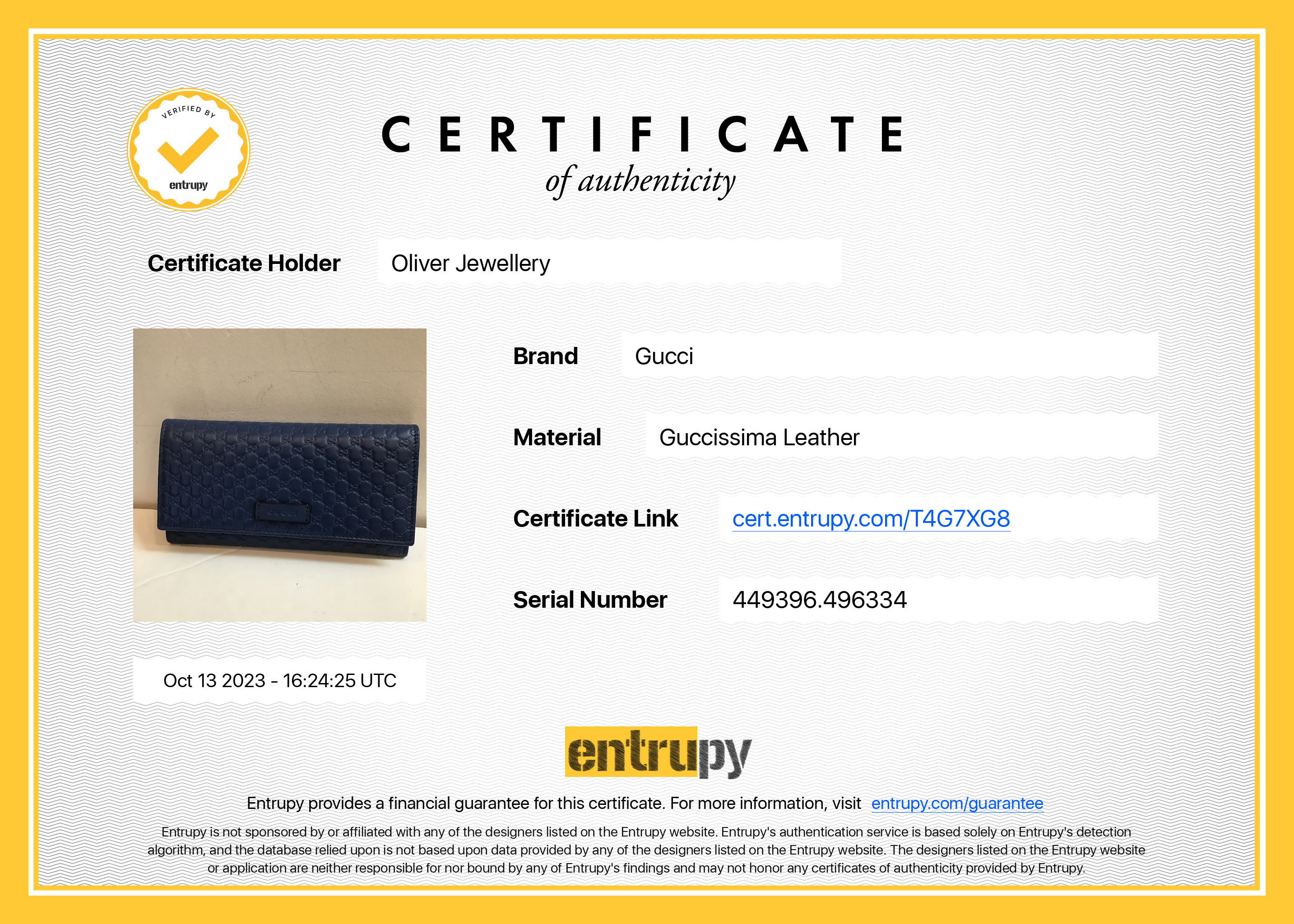 Gucci Blue Microguccissima Leather Continental Flap Wallet w/ Box