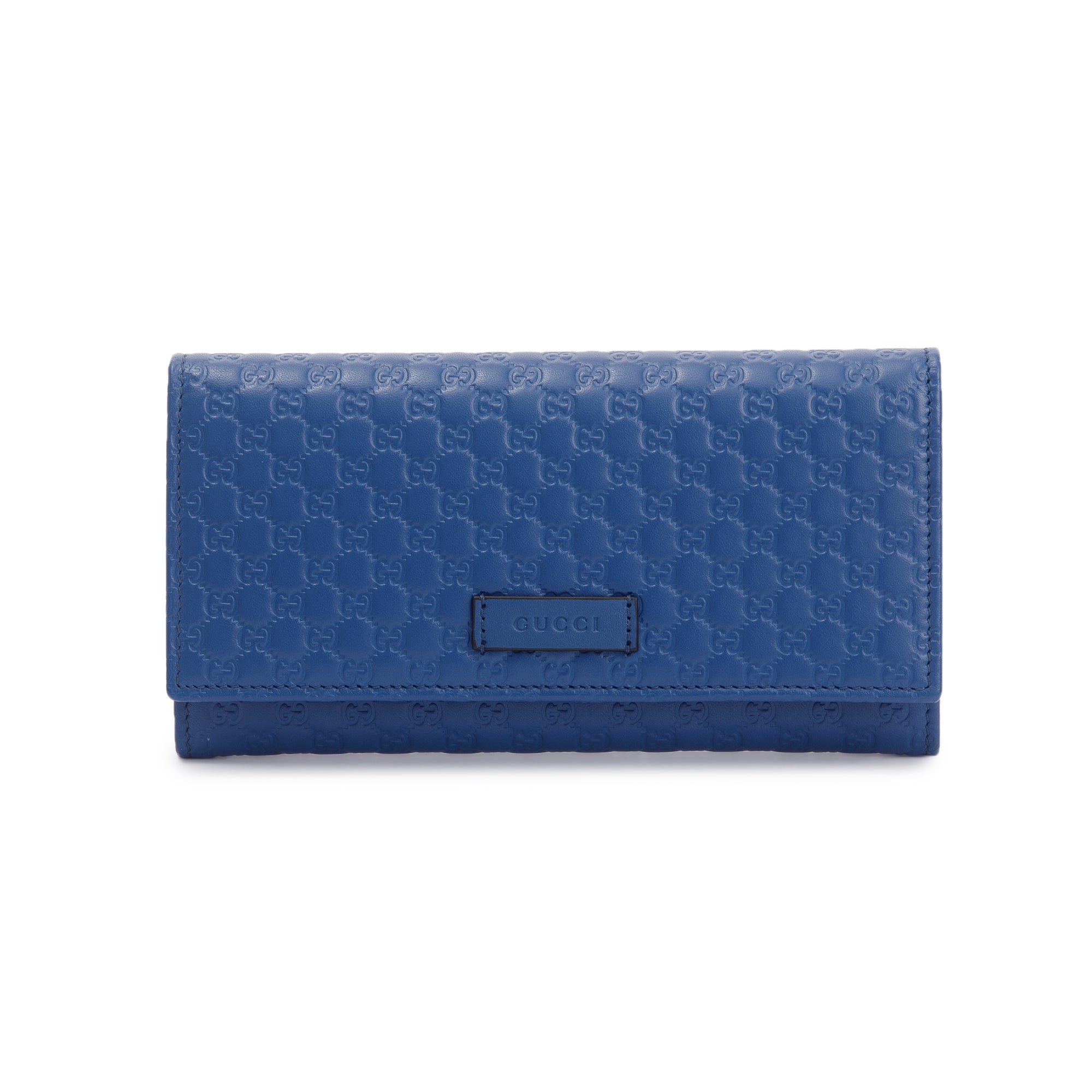 Gucci Blue Microguccissima Leather Continental Flap Wallet w/ Box