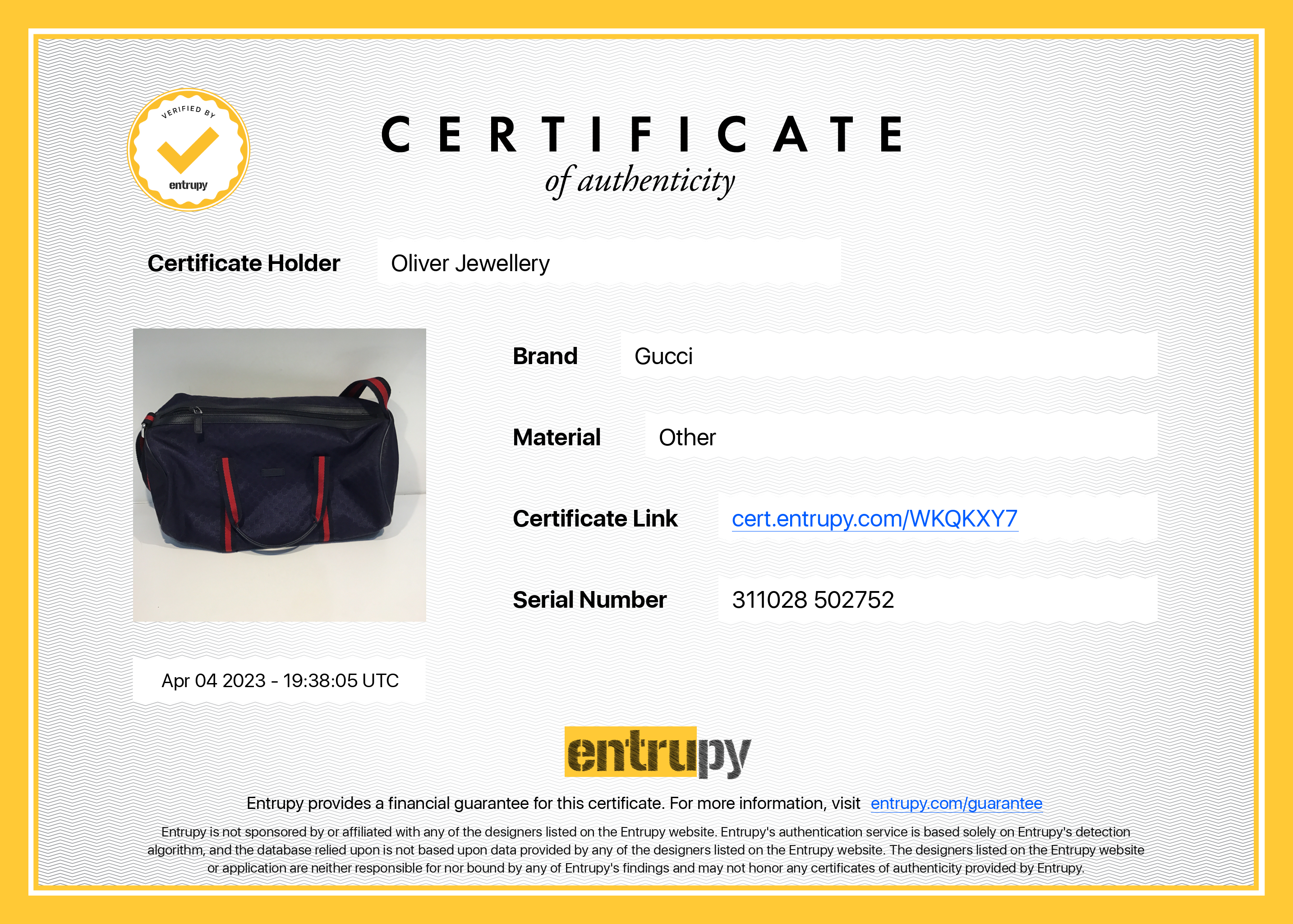 Gucci Blue Microguccissima Nylon Kid's Gym Bag