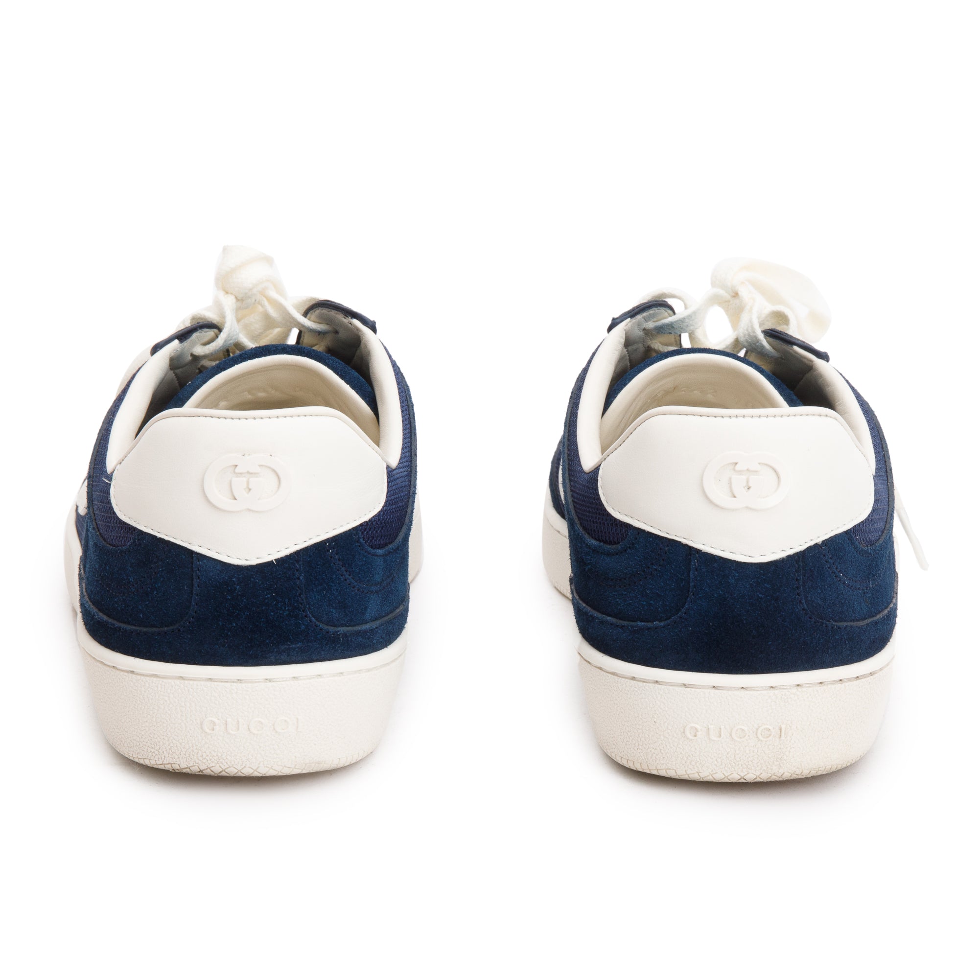 Gucci Blue Suede Canvas Men's Sneakers with Interlocking G, Size 10.5 w/ Box