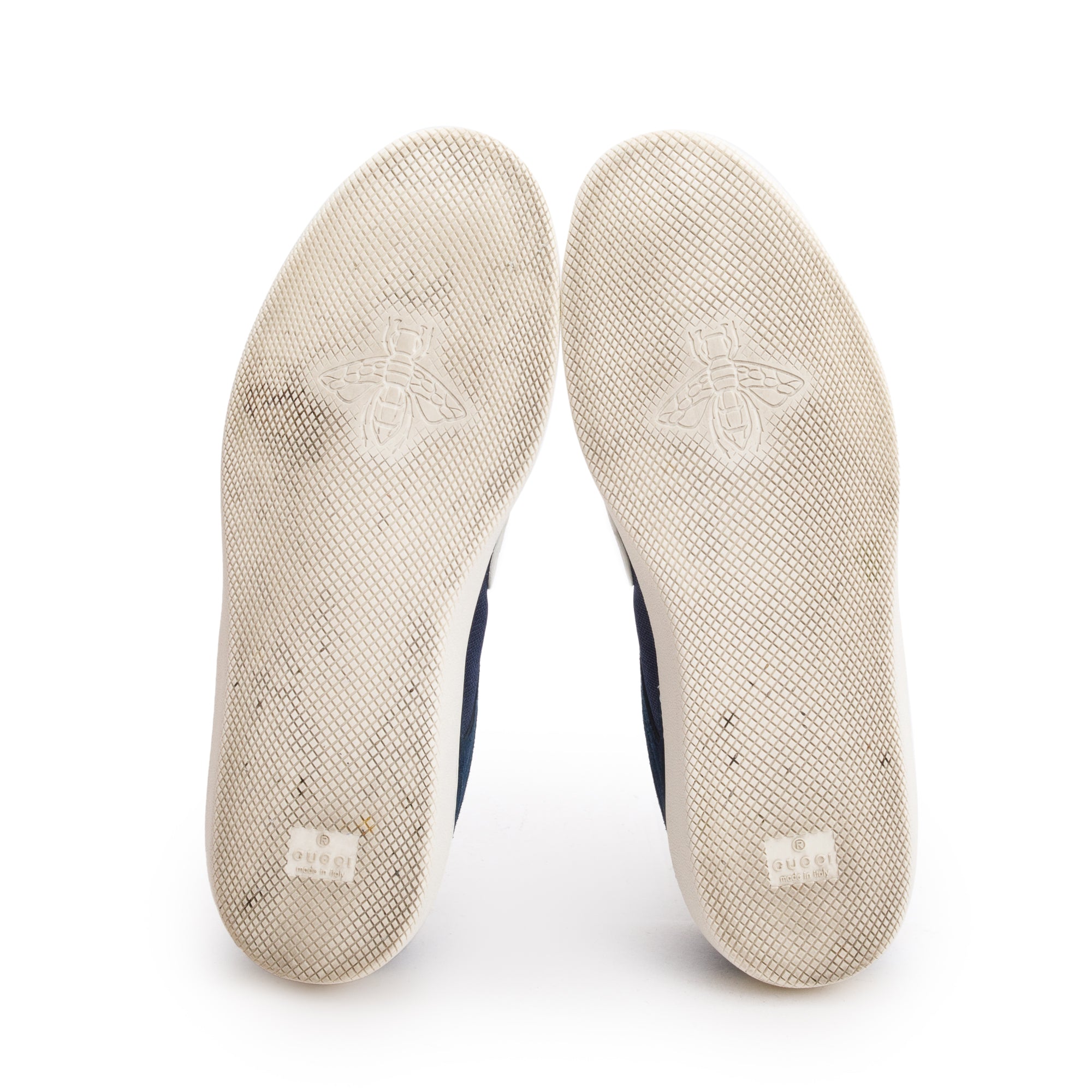 Gucci Blue Suede Canvas Men's Sneakers with Interlocking G, Size 10.5 w/ Box