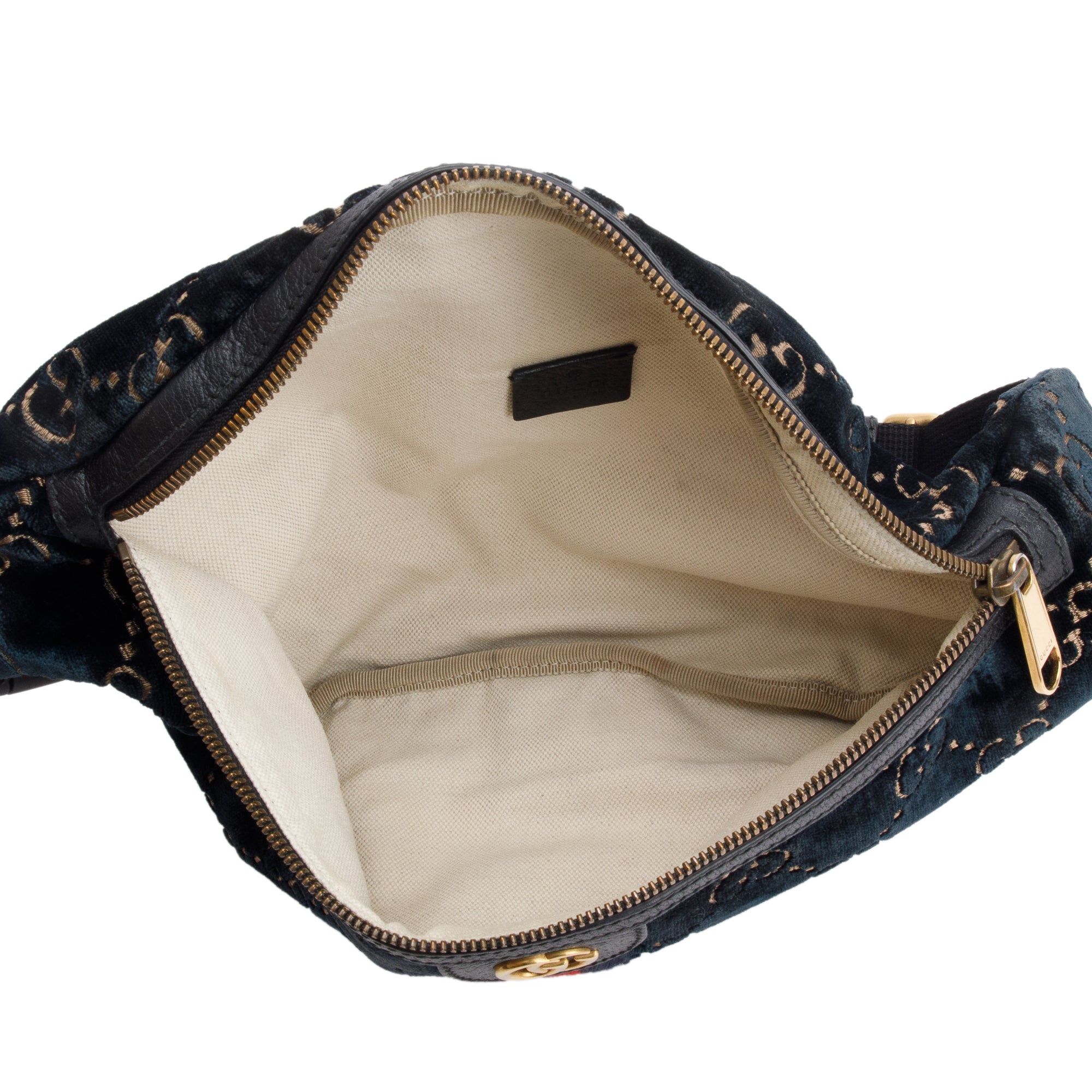 Gucci Blue Velvet GG Monogram Ophidia Web Belt Bag