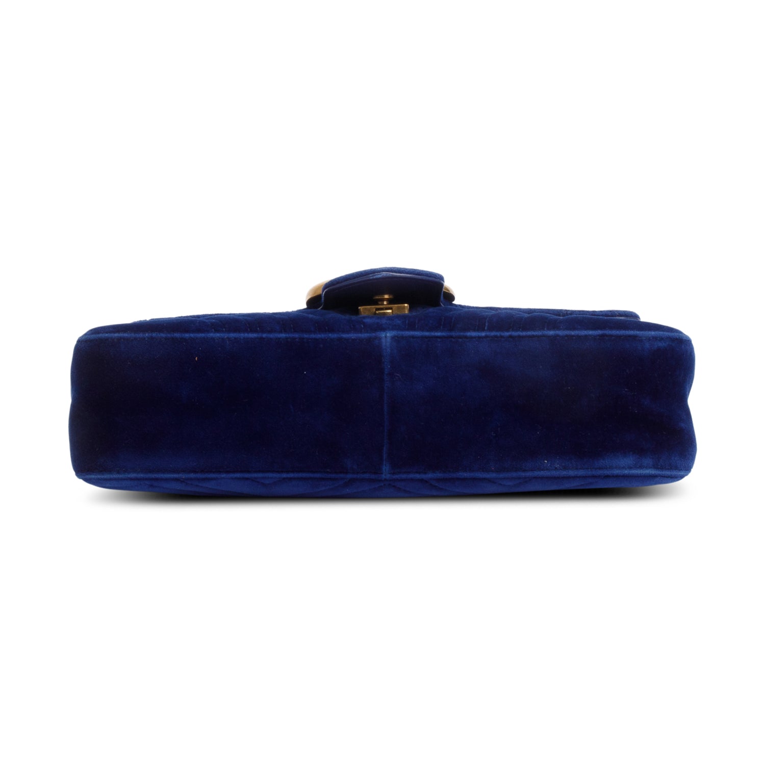 Gucci Blue Velvet Matelasse GG Marmont Medium Shoulder Bag
