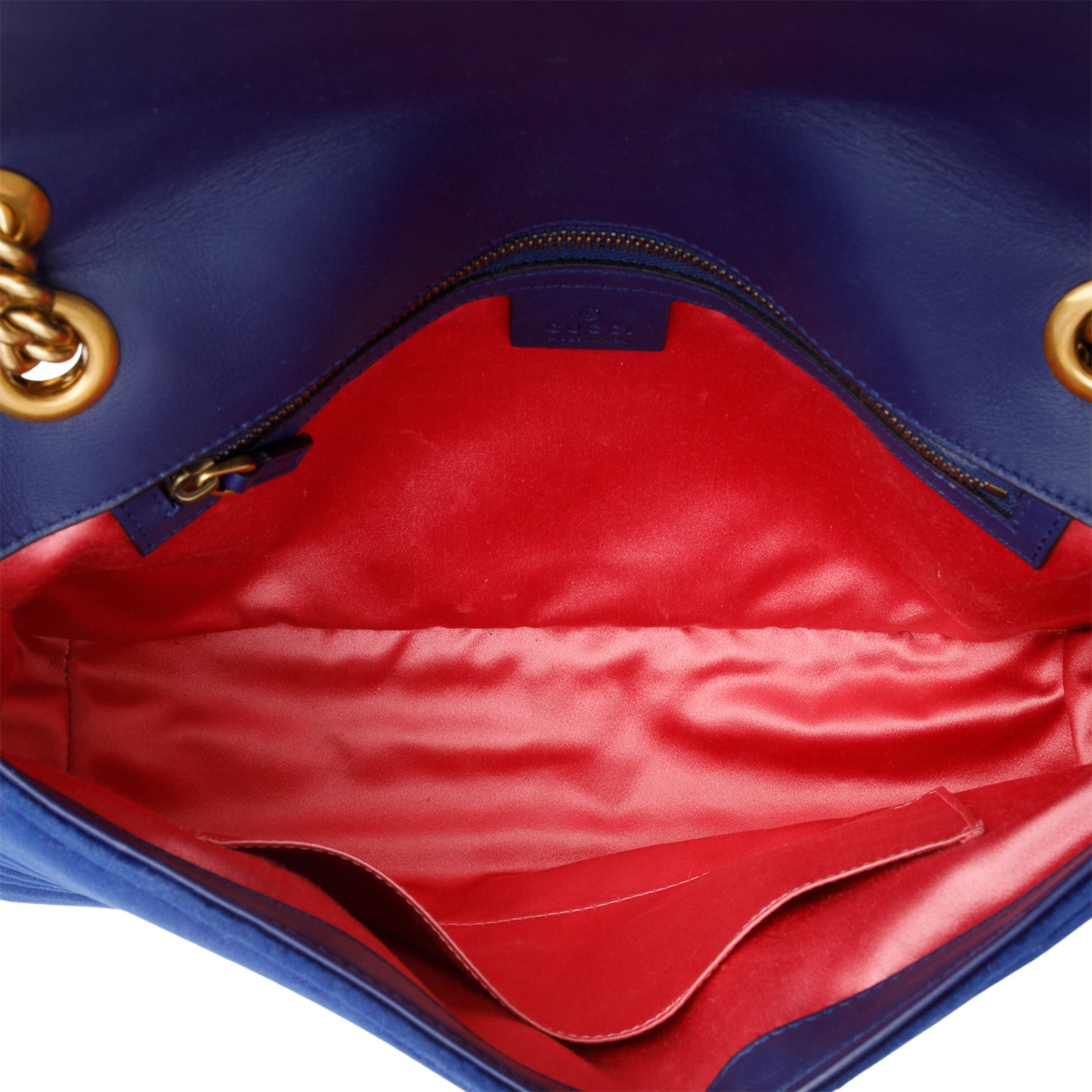 Gucci Blue Velvet Matelasse GG Marmont Medium Shoulder Bag