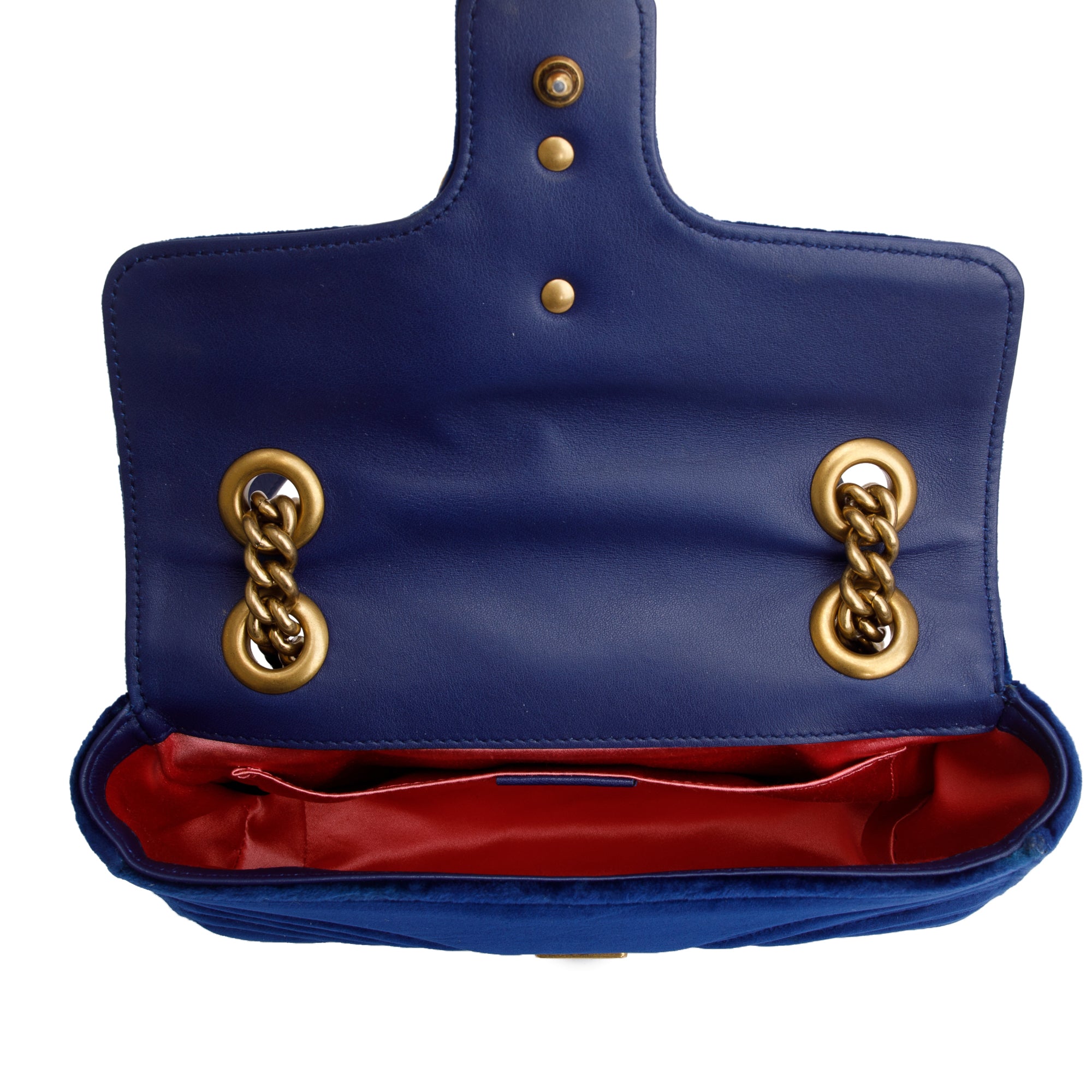 Gucci Blue Velvet Matelasse GG Marmont Mini Shoulder Bag