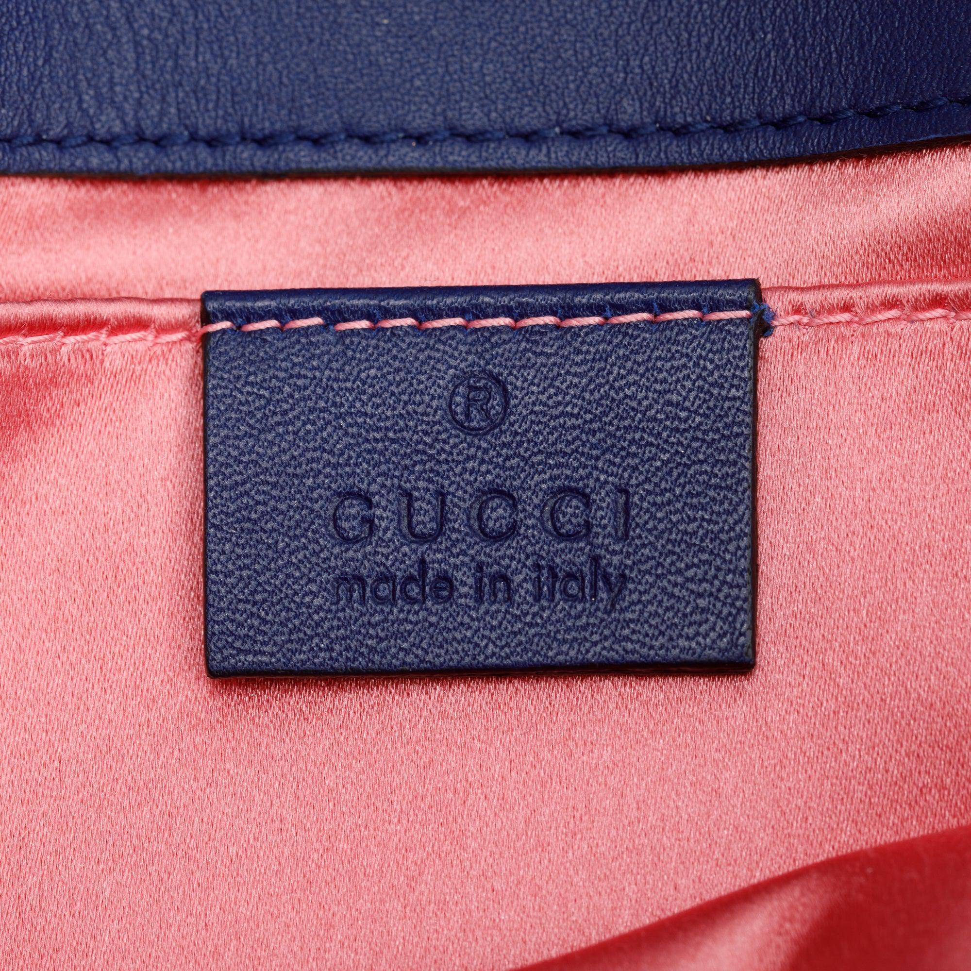 Gucci Blue Velvet Matelasse GG Marmont Mini Shoulder Bag