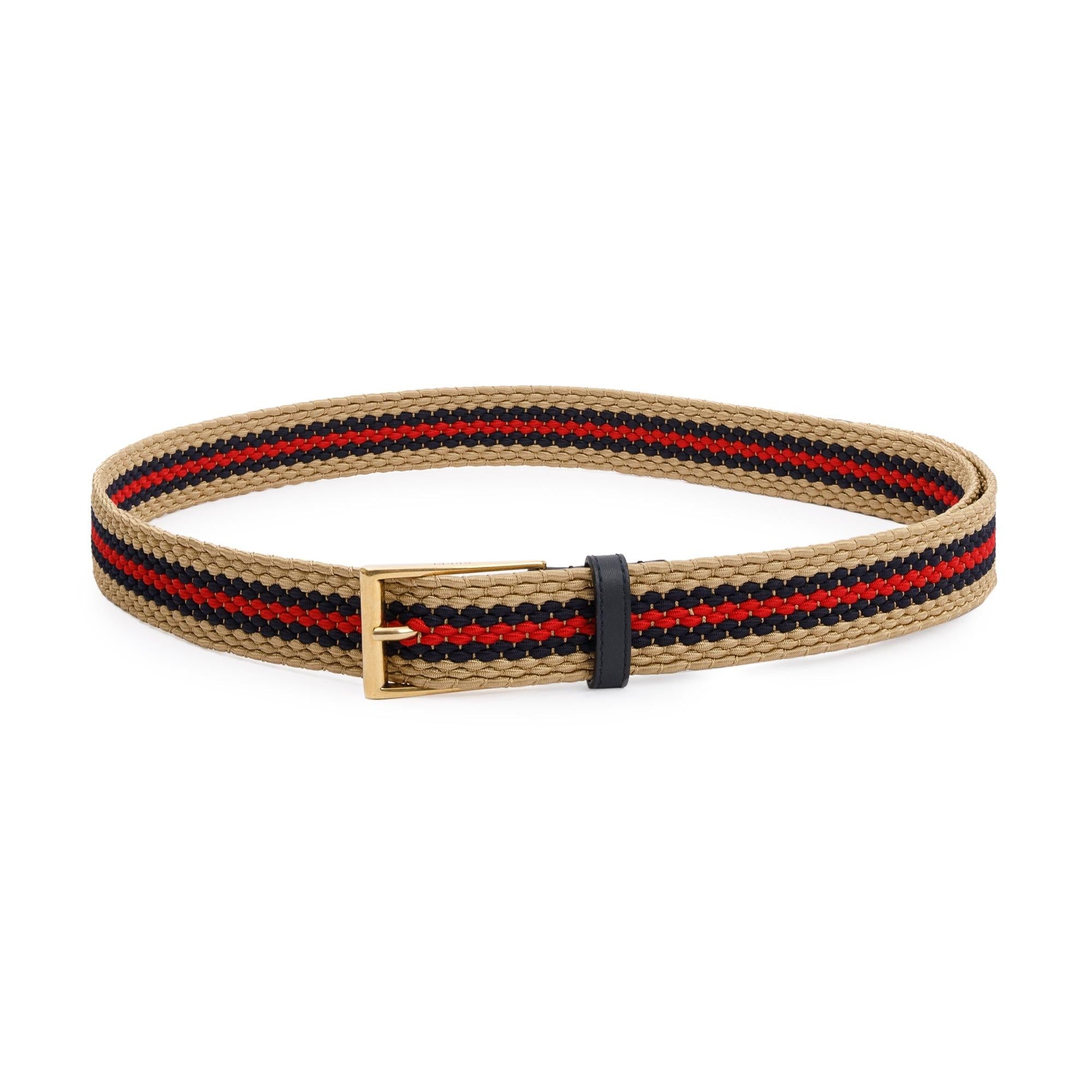 Gucci Braided Web Belt with Square Buckle