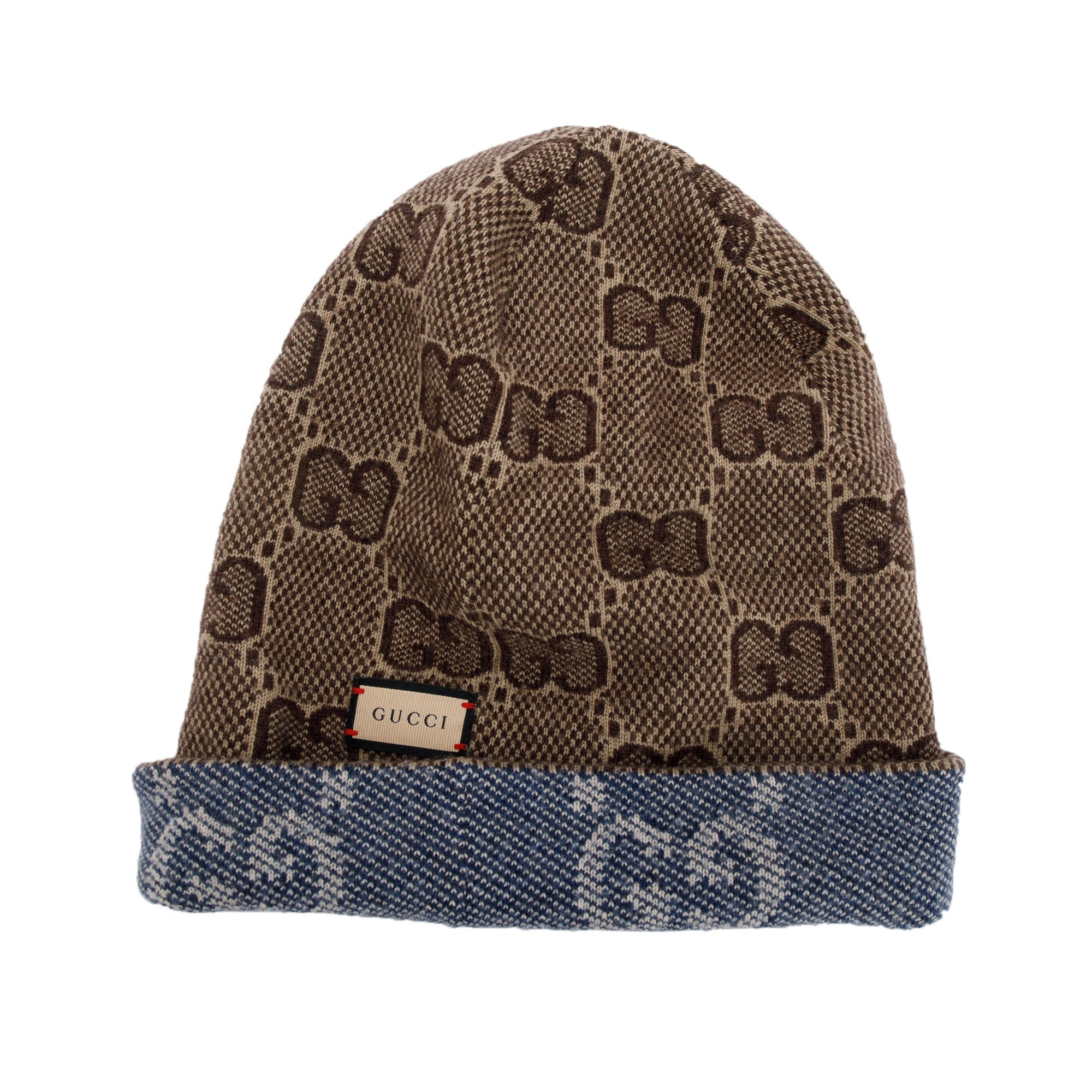 Gucci Brown & Blue Reversible GG Wool Hat