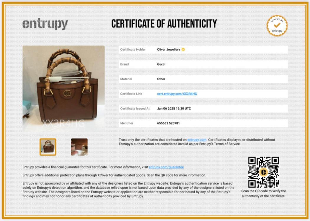 Gucci Brown Calfskin Leather Diana Mini Tote Bag w/ Strap