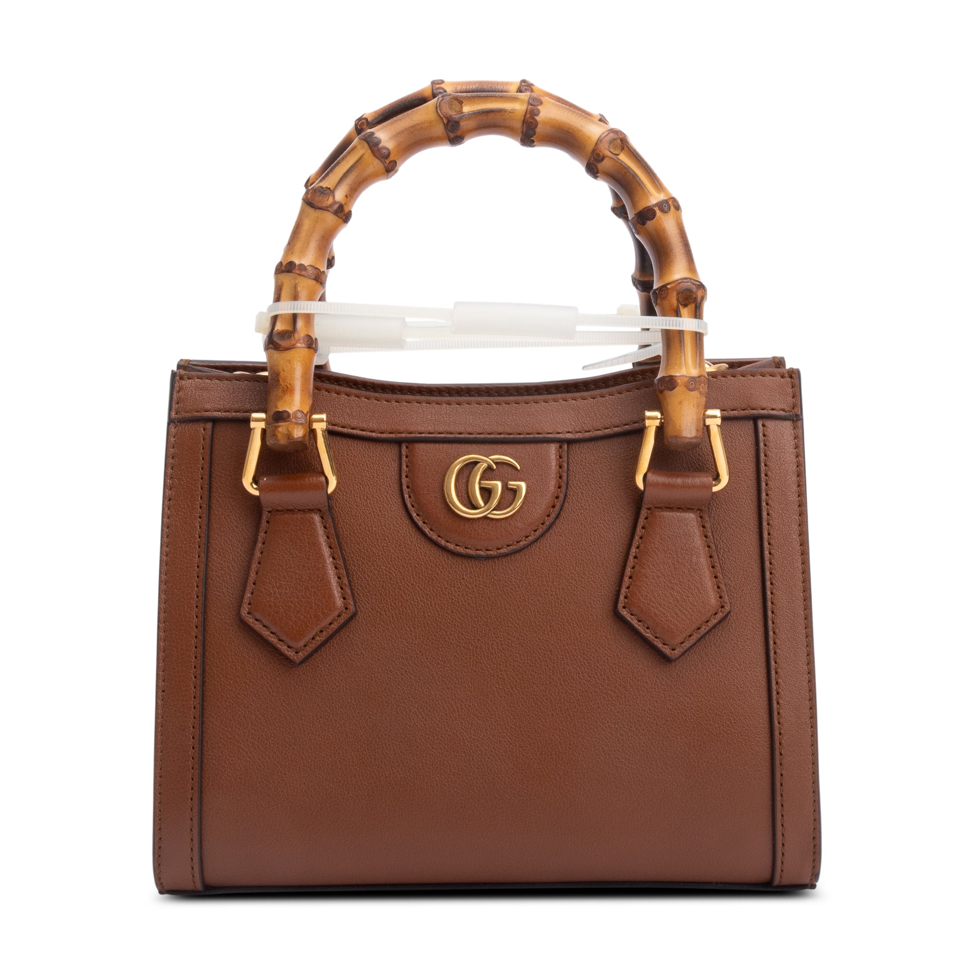 Gucci Brown Calfskin Leather Diana Mini Tote Bag w/ Strap