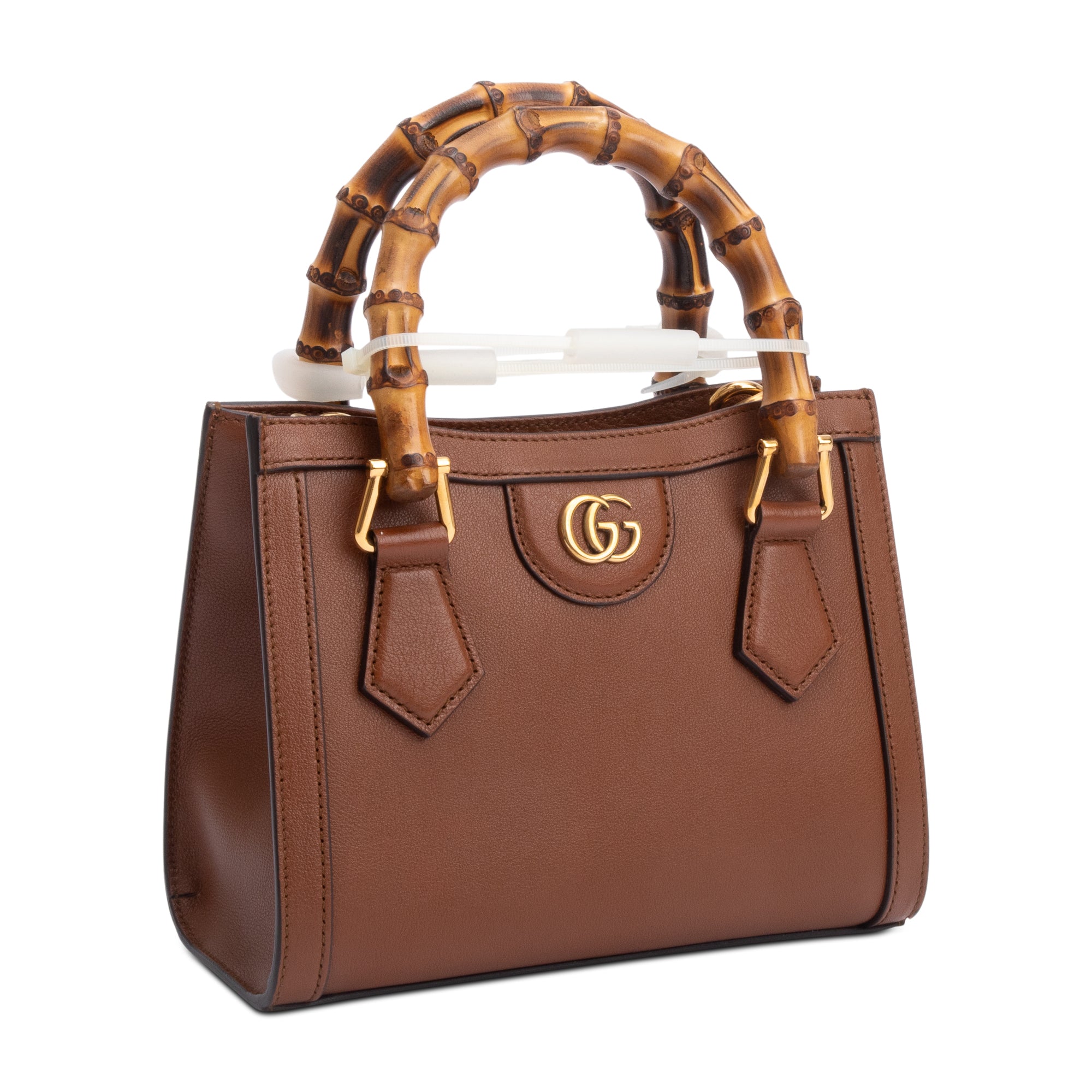 Gucci Brown Calfskin Leather Diana Mini Tote Bag w/ Strap