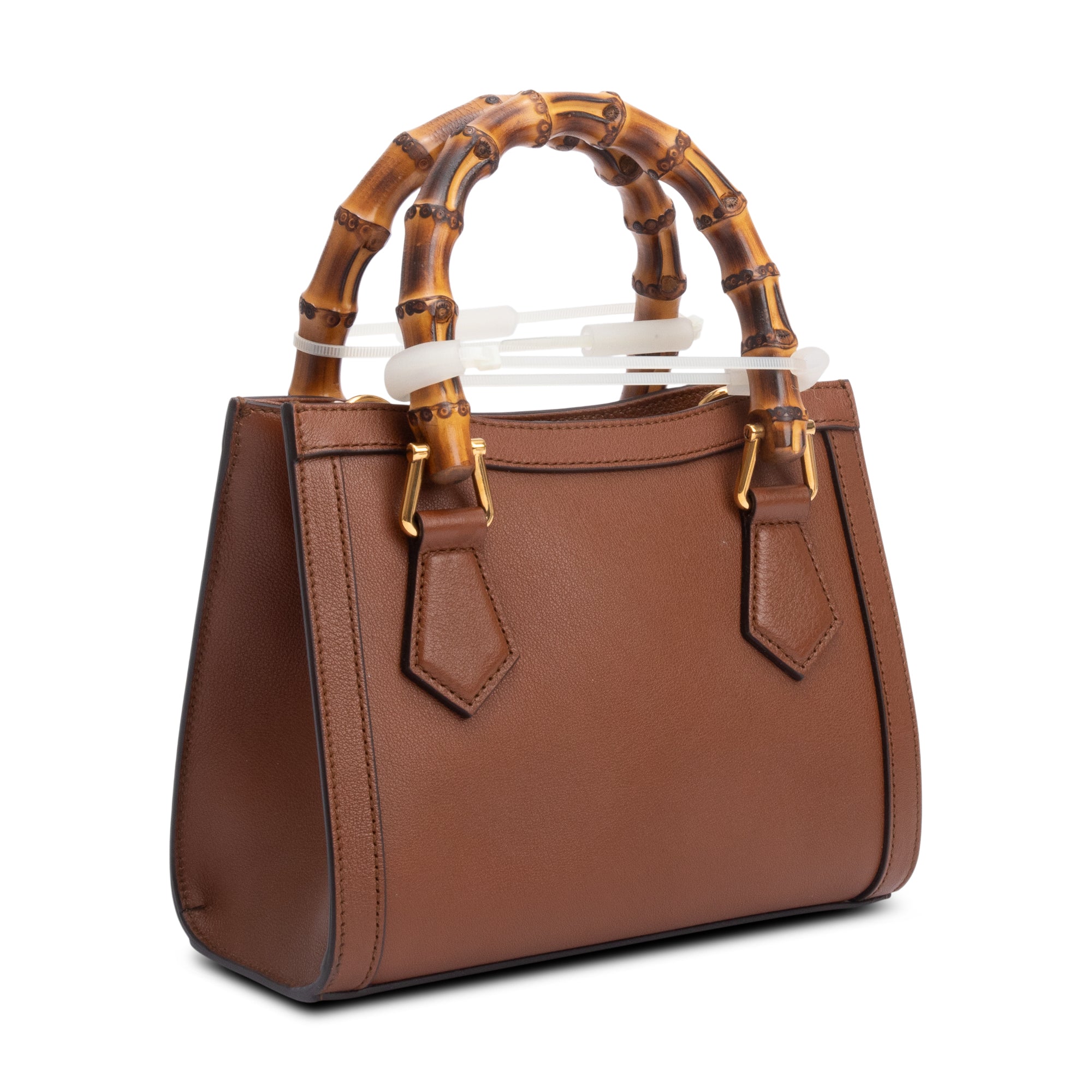 Gucci Brown Calfskin Leather Diana Mini Tote Bag w/ Strap