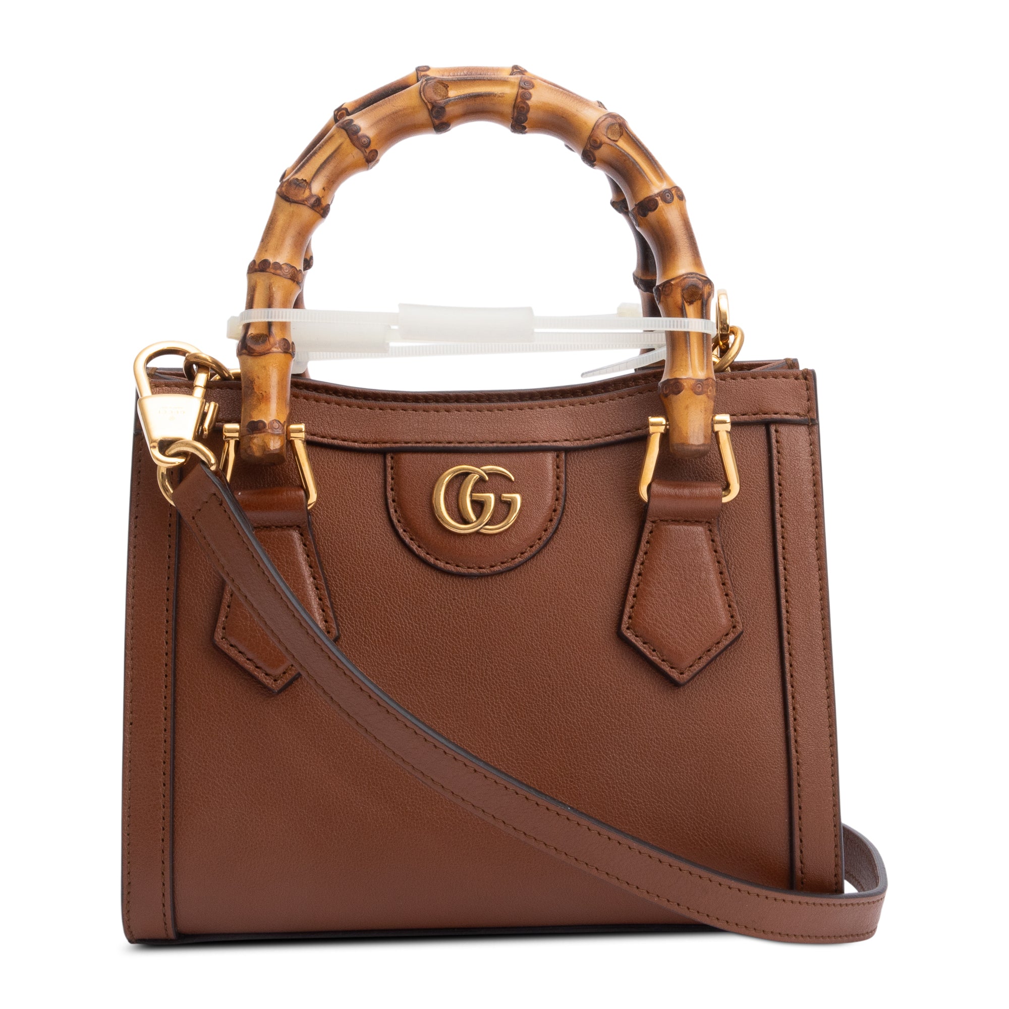 Gucci Brown Calfskin Leather Diana Mini Tote Bag w/ Strap