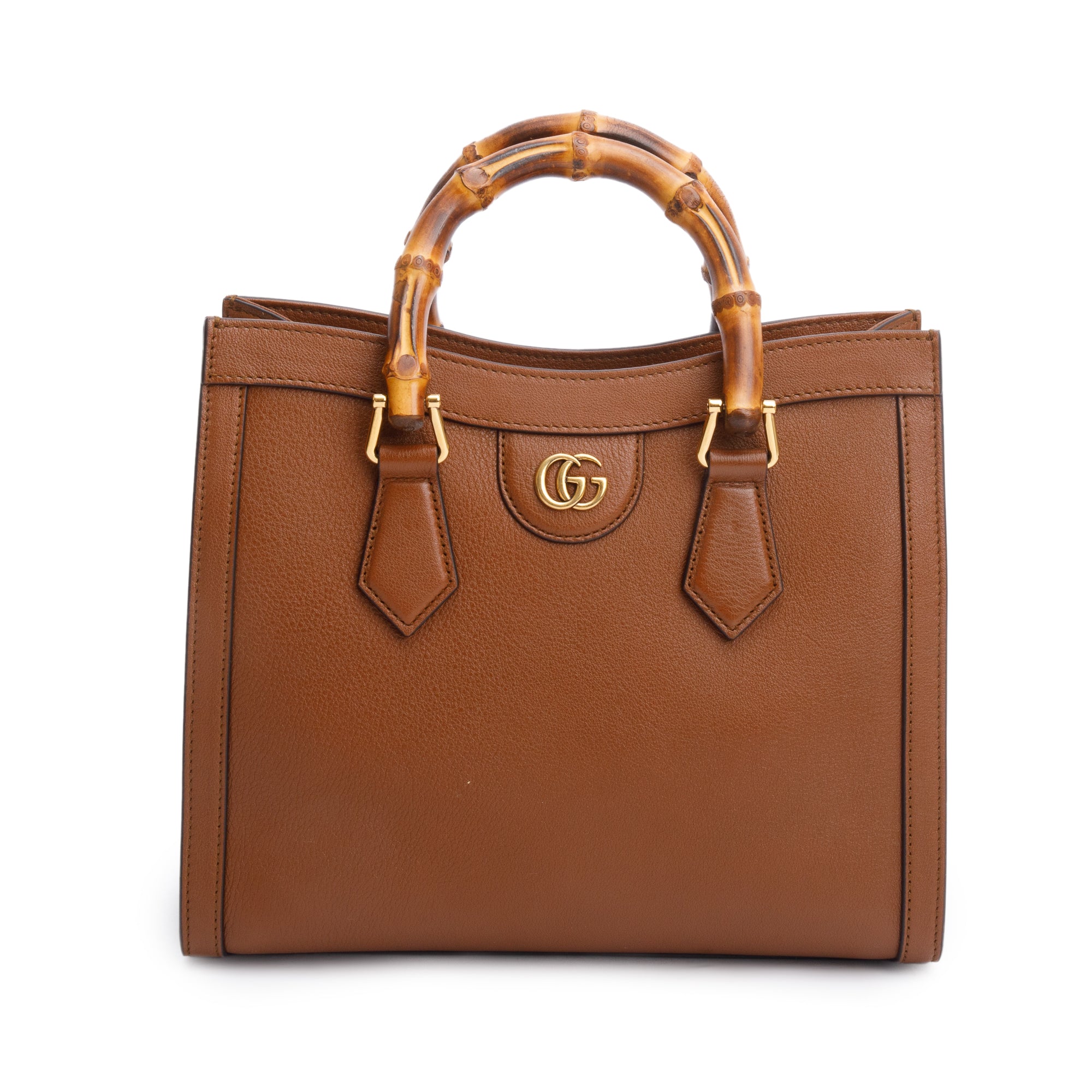 Gucci Brown Calfskin Leather Diana Small Tote Bag w/ Strap