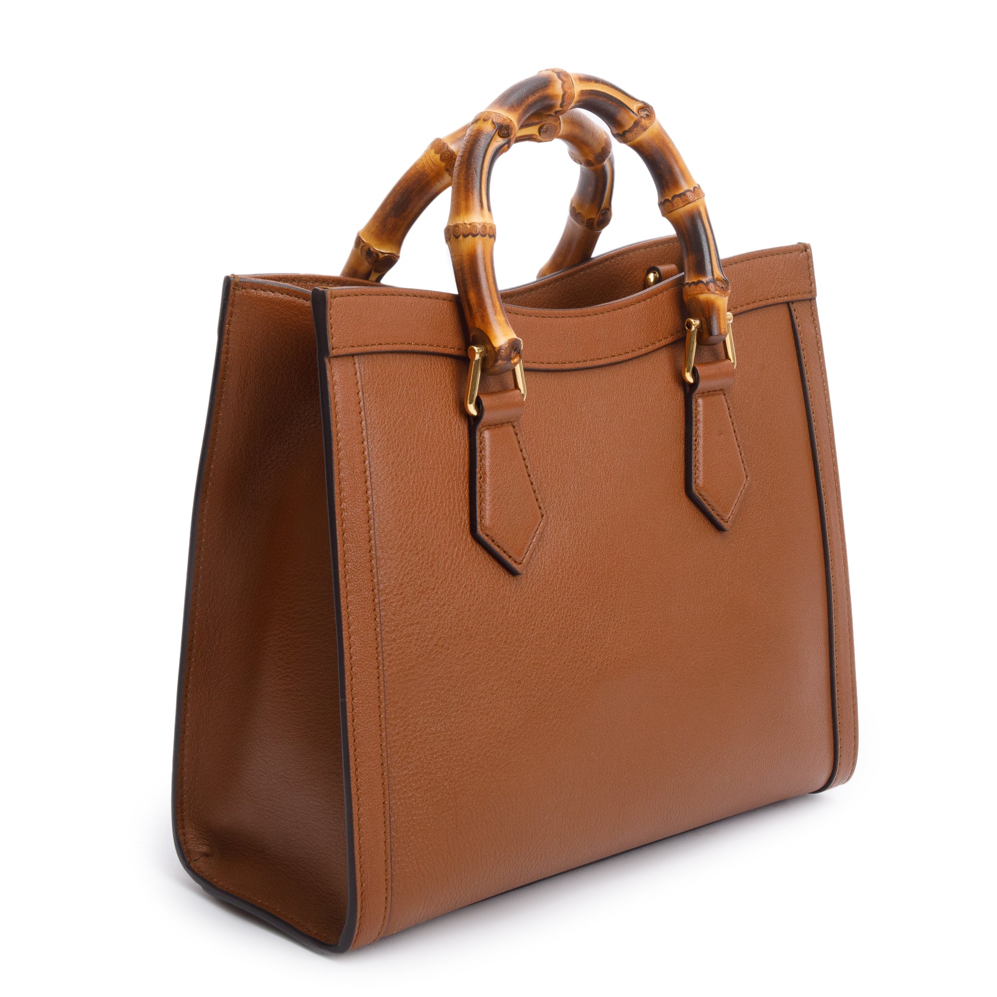 Gucci Brown Calfskin Leather Diana Small Tote Bag w/ Strap