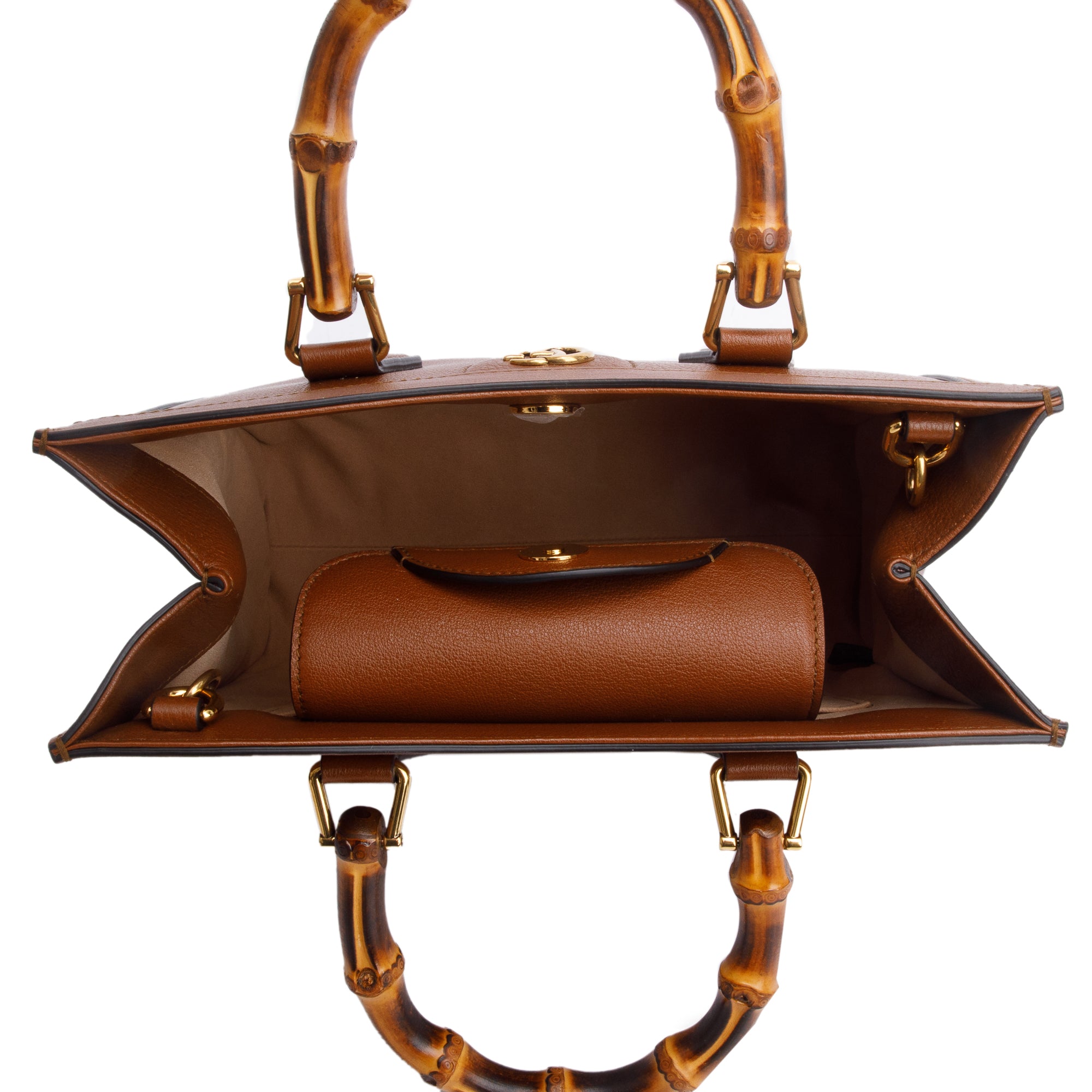 Gucci Brown Calfskin Leather Diana Small Tote Bag w/ Strap