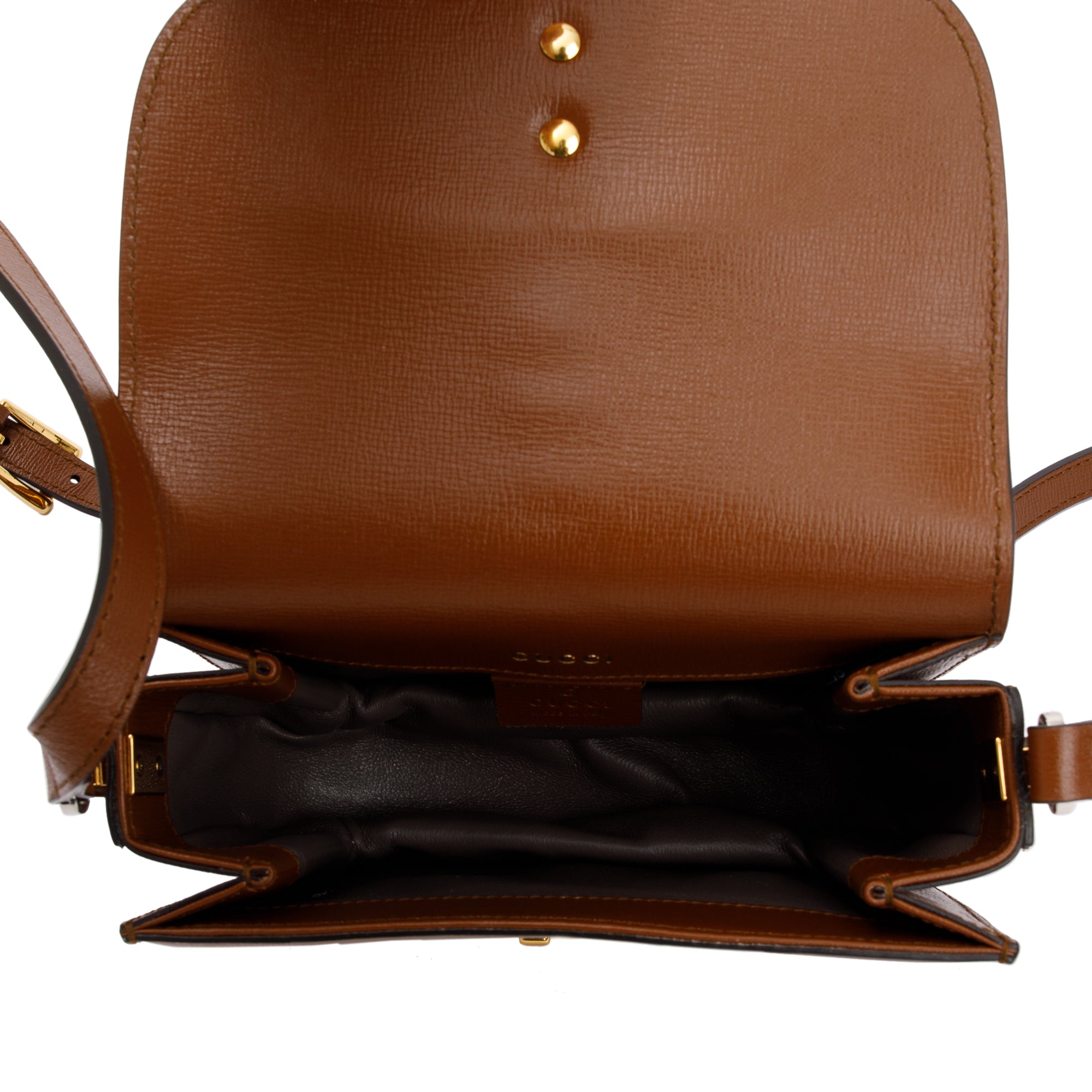 Gucci Brown Calfskin Leather Mini Sylvie 1969 Flap Messenger Bag