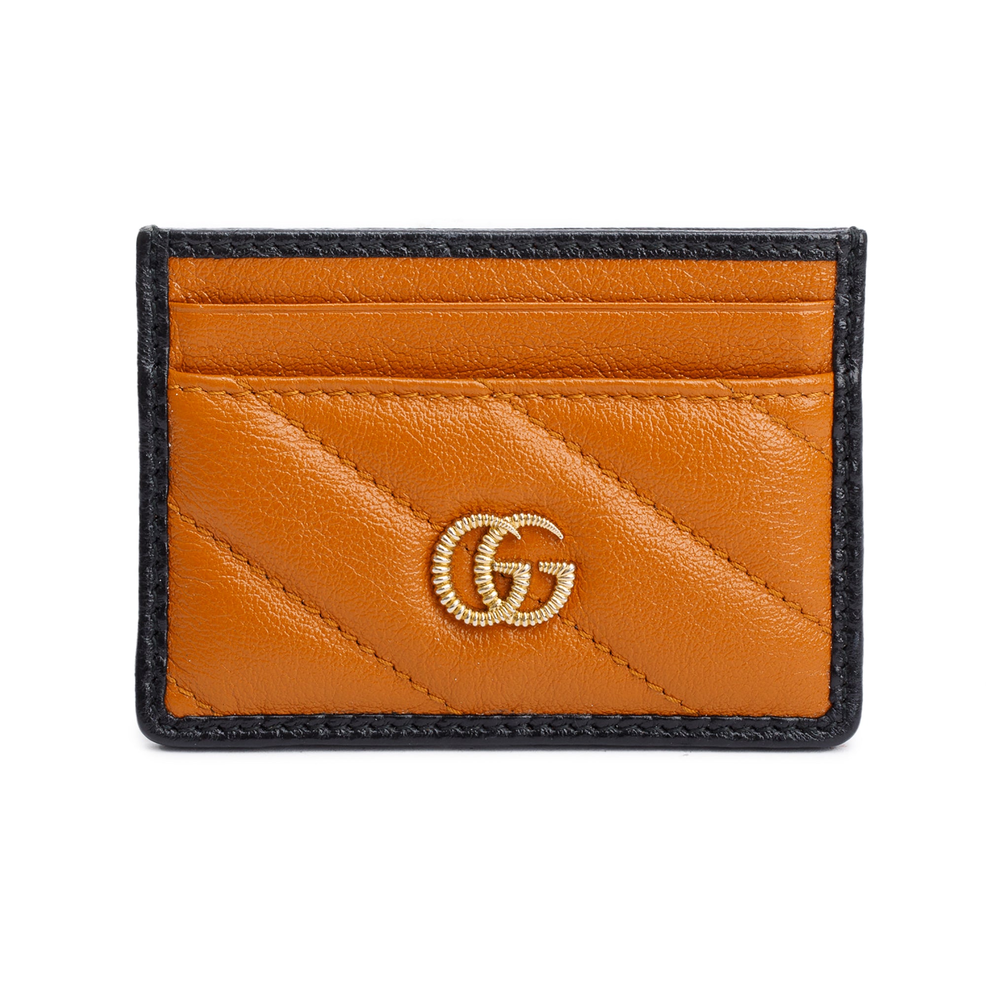 Gucci Brown Calfskin Leather Torchon GG Marmont Card Holder w/ Box