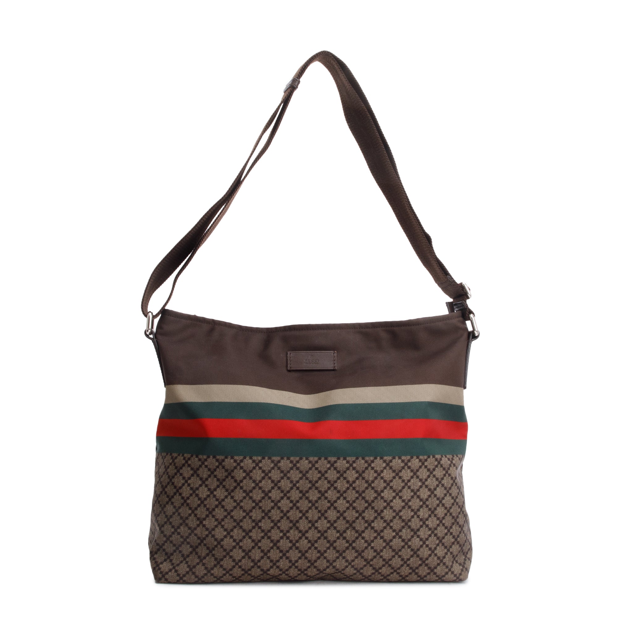Gucci Brown Diamante Web Nylon Messenger Bag