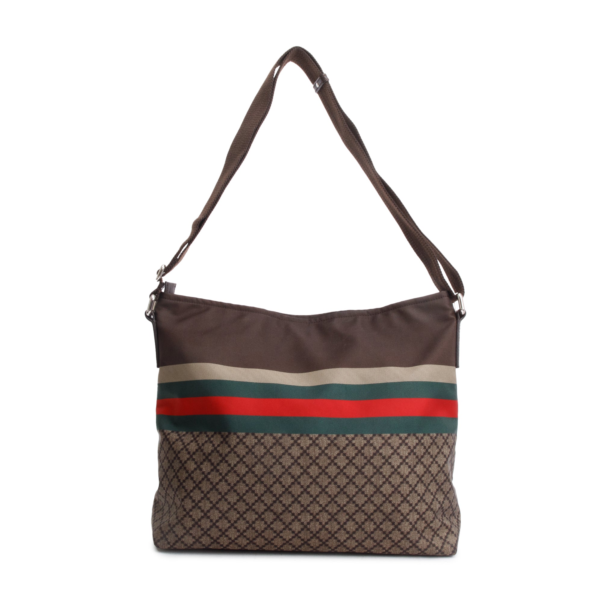 Gucci Brown Diamante Web Nylon Messenger Bag