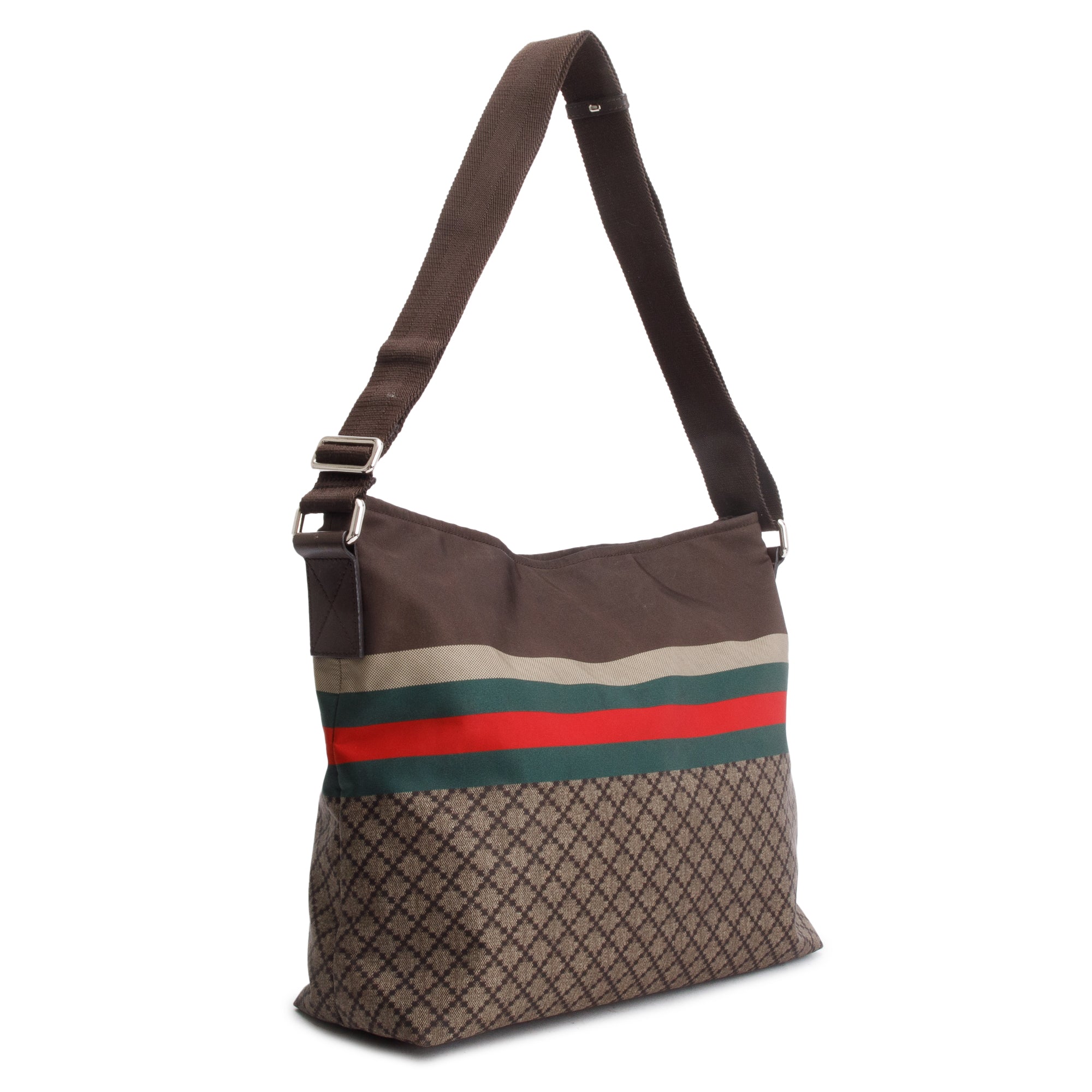 Gucci Brown Diamante Web Nylon Messenger Bag