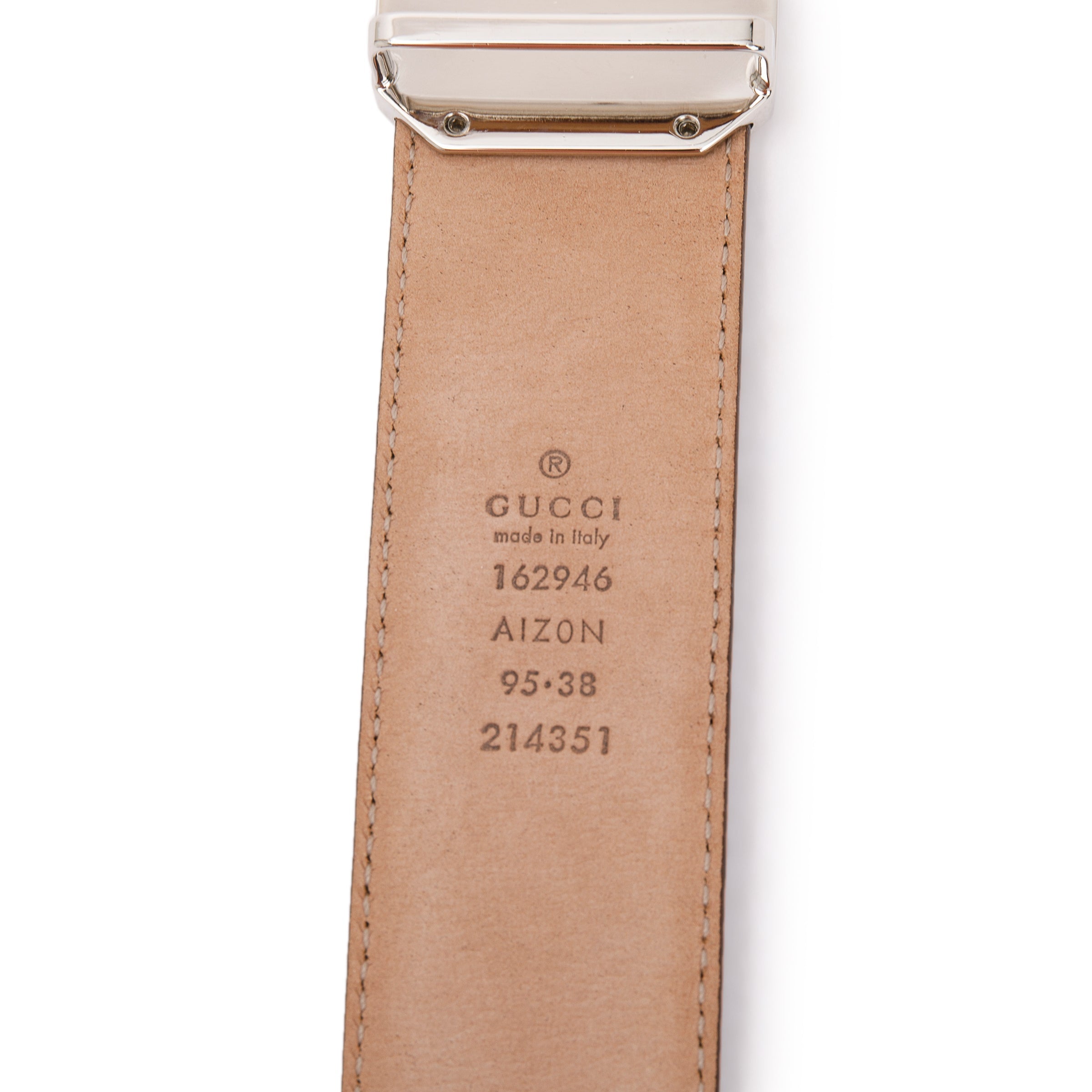 Gucci Brown Diamantissima Leather Belt with Rectangular Buckle, Size 95 38