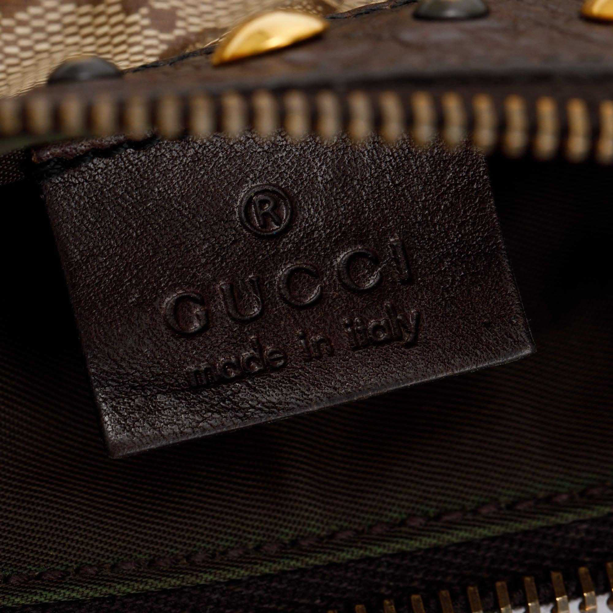 Gucci Brown GG Crystal Monogram Babouska Wristlet Pouch w/ Box