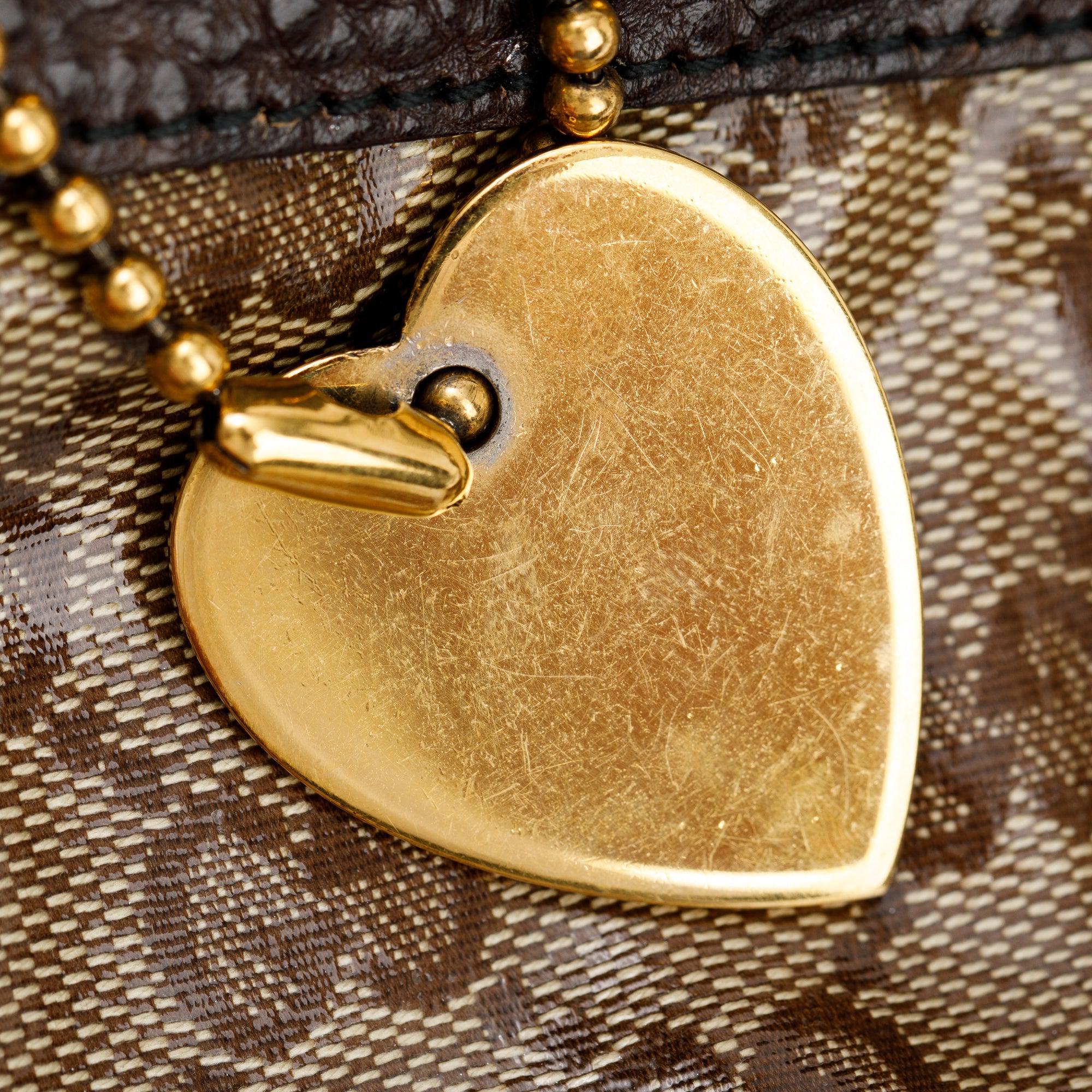 Gucci Brown GG Crystal Monogram Babouska Wristlet Pouch w/ Box