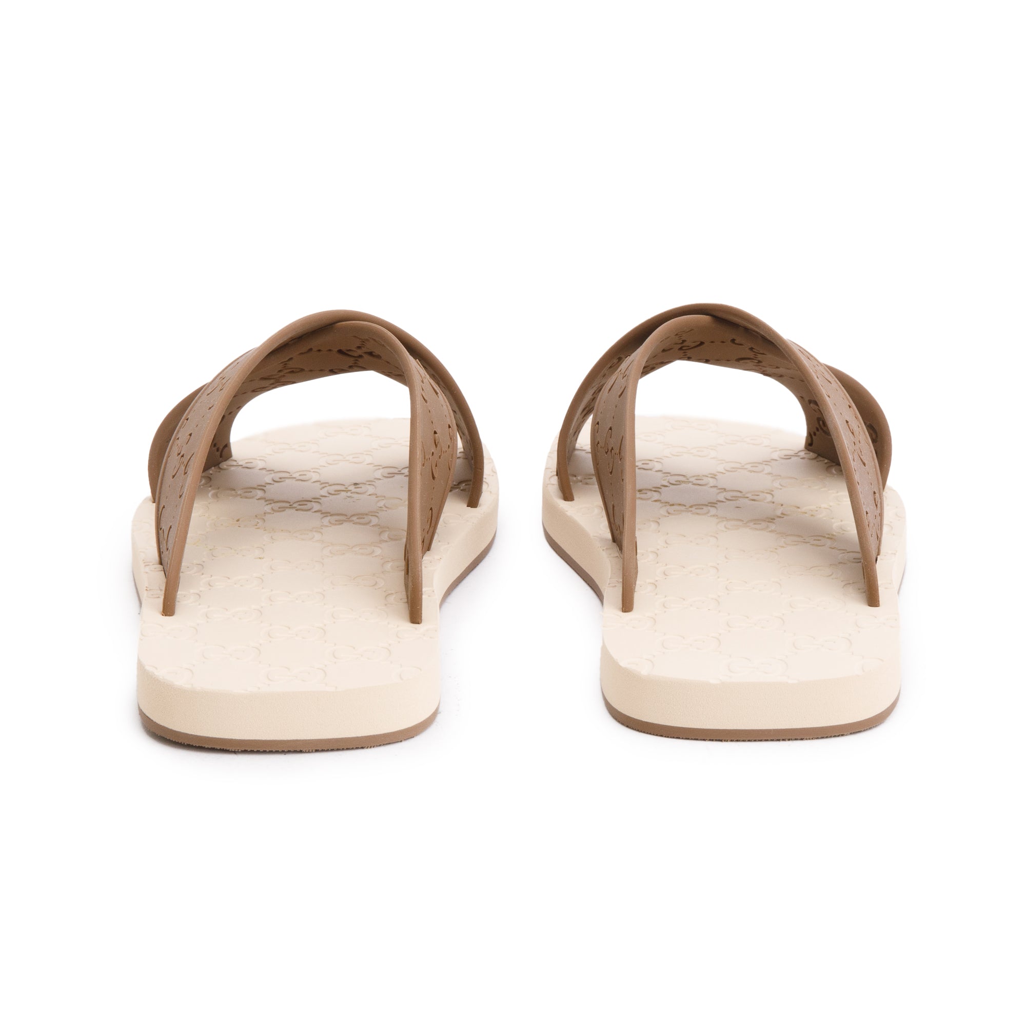 Gucci Brown GG Rubber Slide Sandals, Size 11 w/ Box